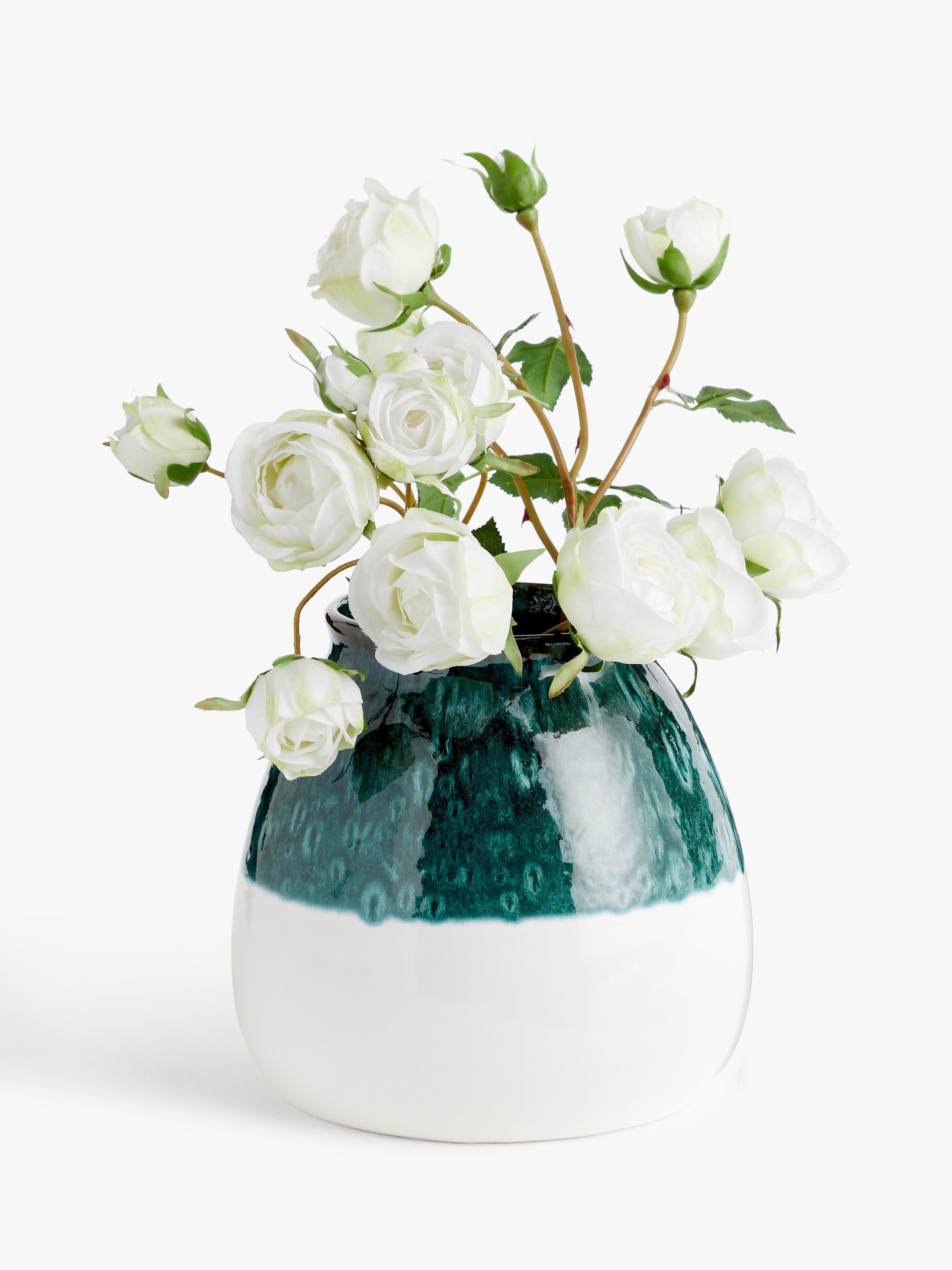 John Lewis half dip earthenware vase 19cm blue and white, UK version