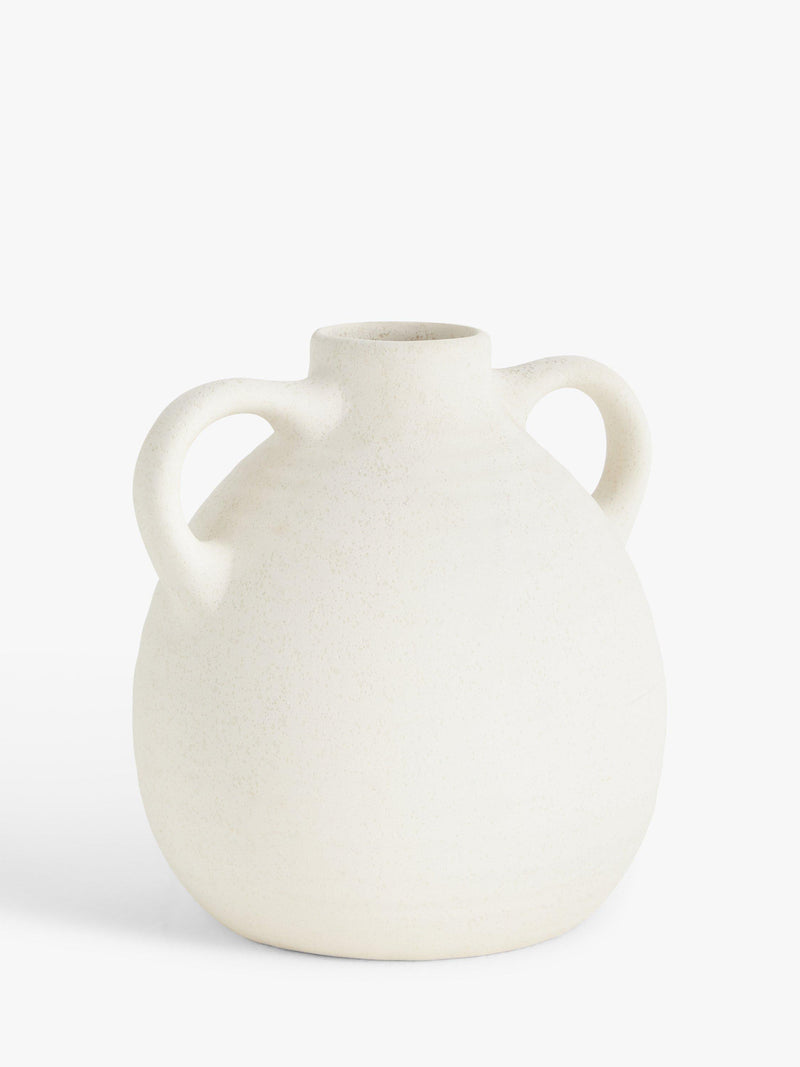 John Lewis earthenware vase with handles in natural color, 17cm tall, UK version