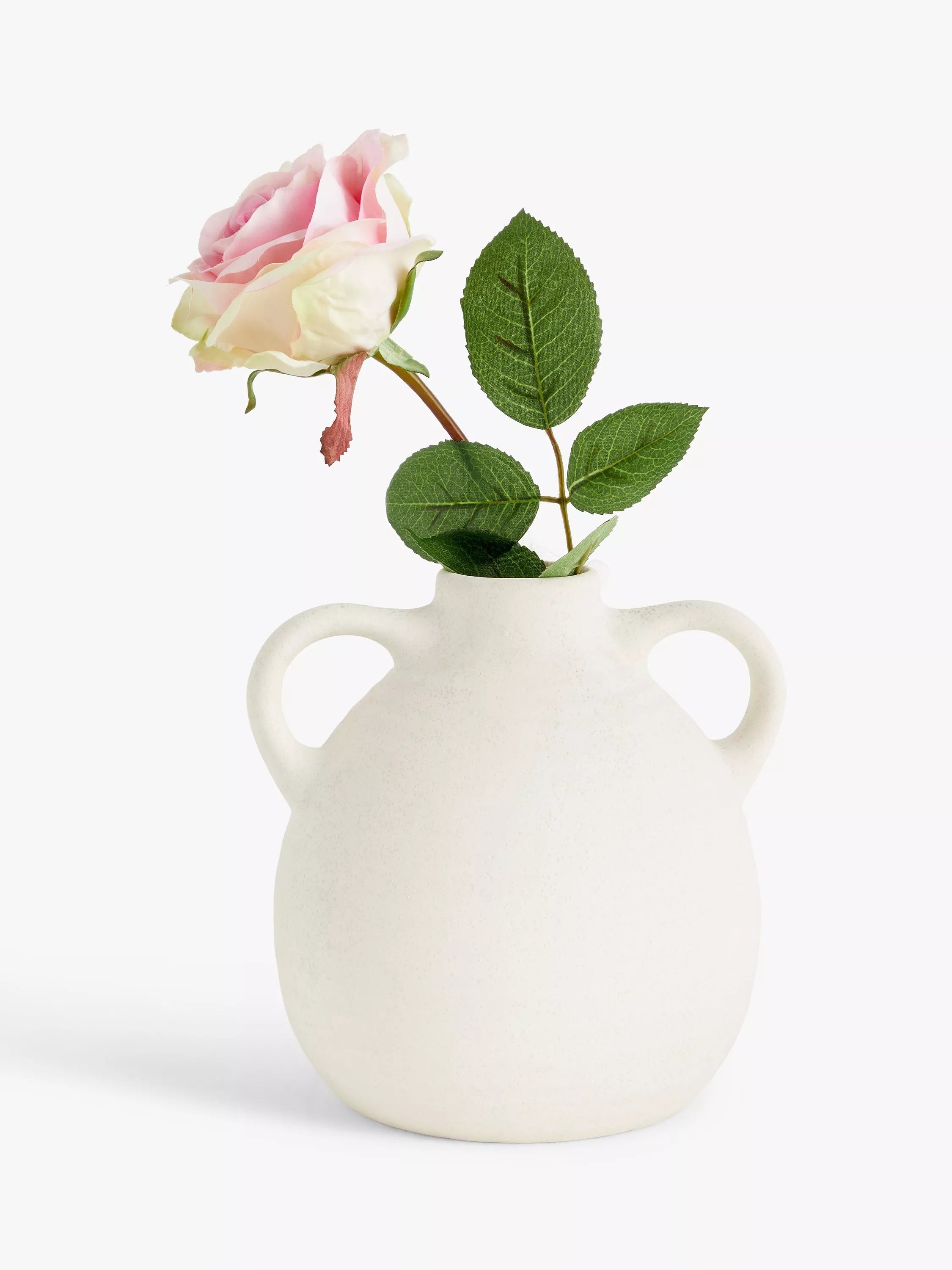 John Lewis earthenware vase with handles in natural color, 17cm tall, UK version