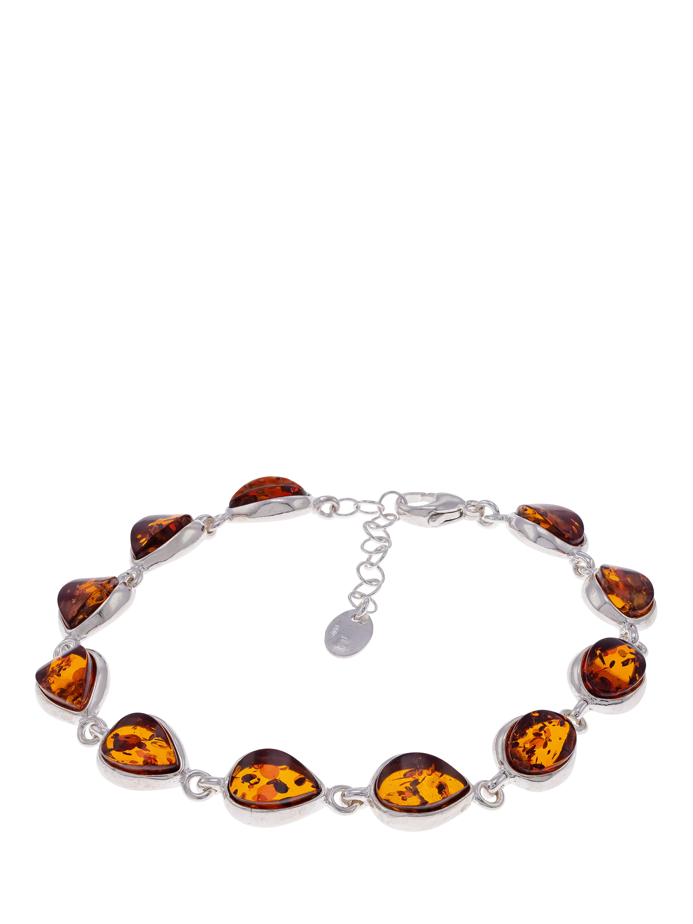 Be-Jewelled Baltic amber chain bracelet silver cognac 18-21cm - British product