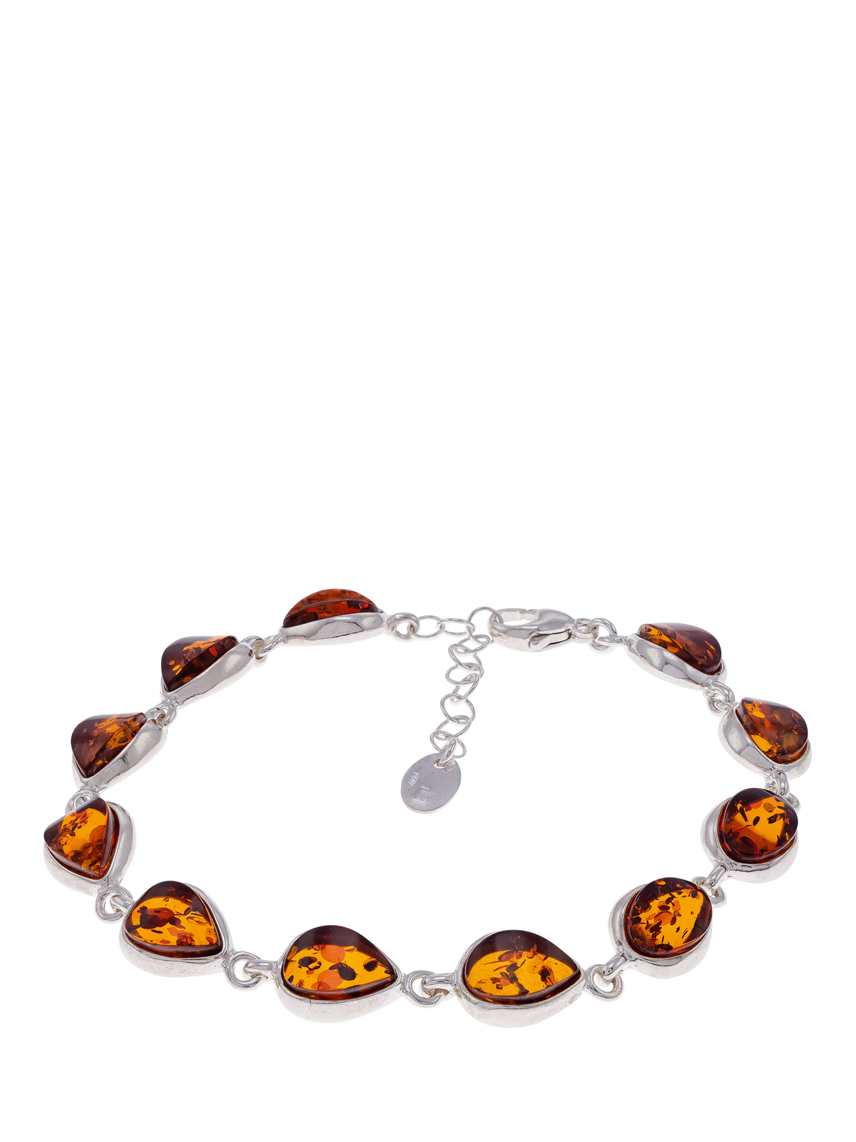 Be-Jewelled Baltic amber chain bracelet silver cognac 18-21cm - British product
