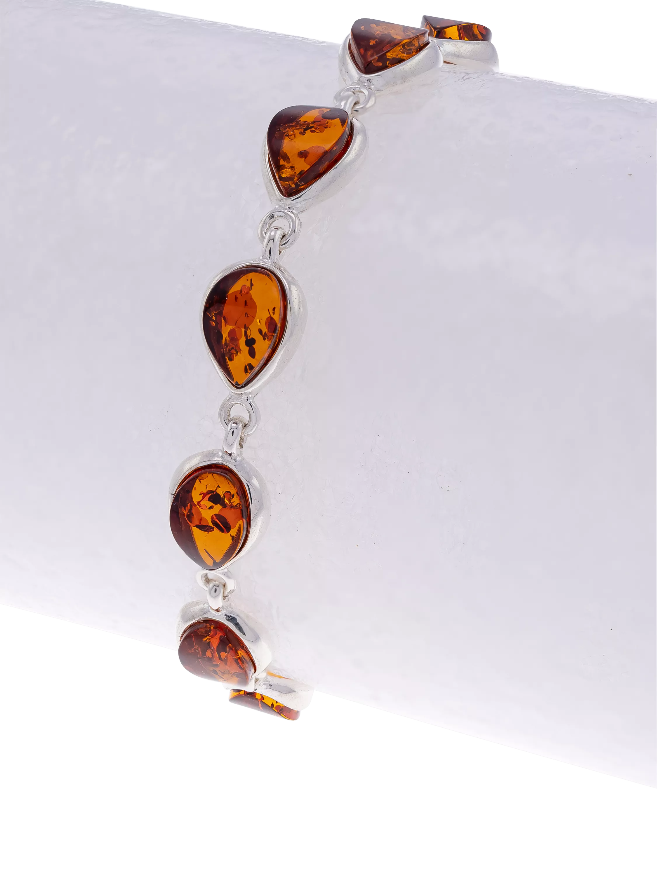 Be-Jewelled Baltic amber chain bracelet silver cognac 18-21cm - British product