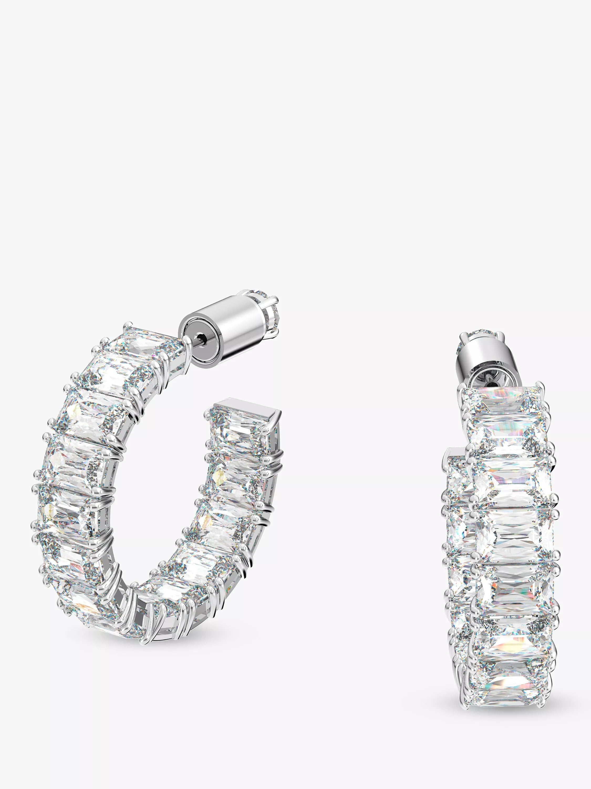 Swarovski Millenia crystal half hoop earrings silver tone - British product