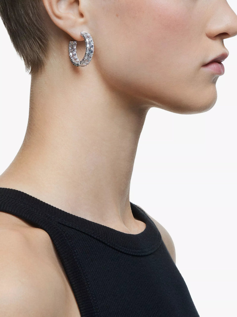 Swarovski Millenia crystal half hoop earrings silver tone - British product