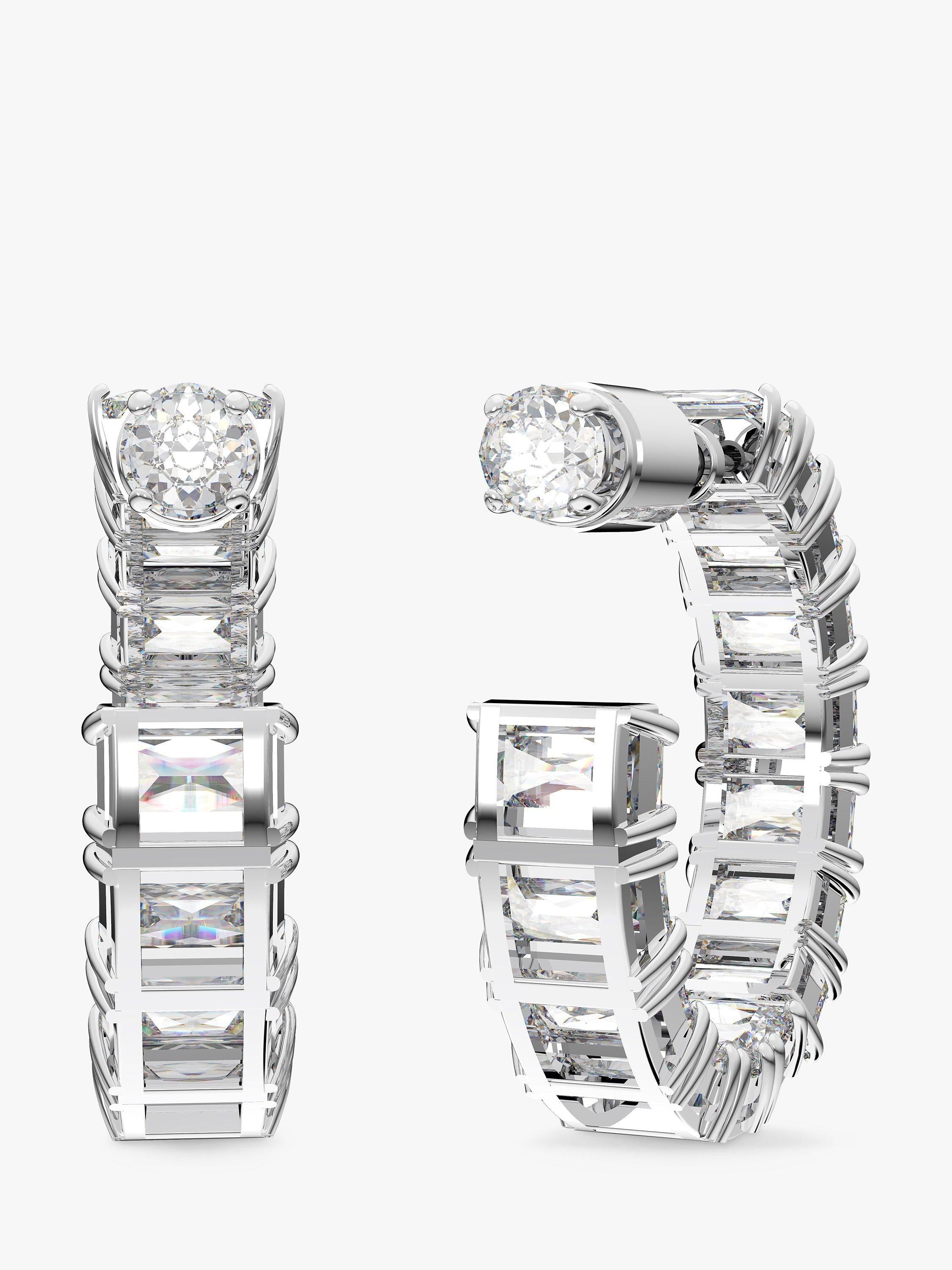 Swarovski Millenia crystal half hoop earrings silver tone - British product
