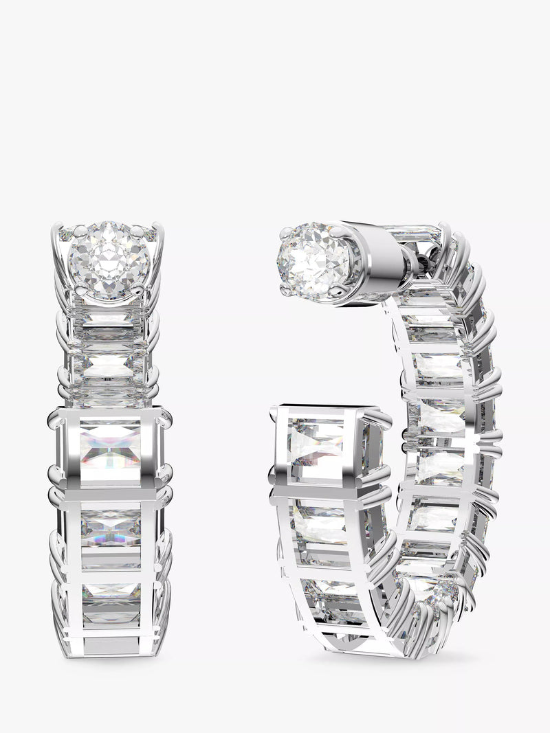 Swarovski Millenia crystal half hoop earrings silver tone - British product