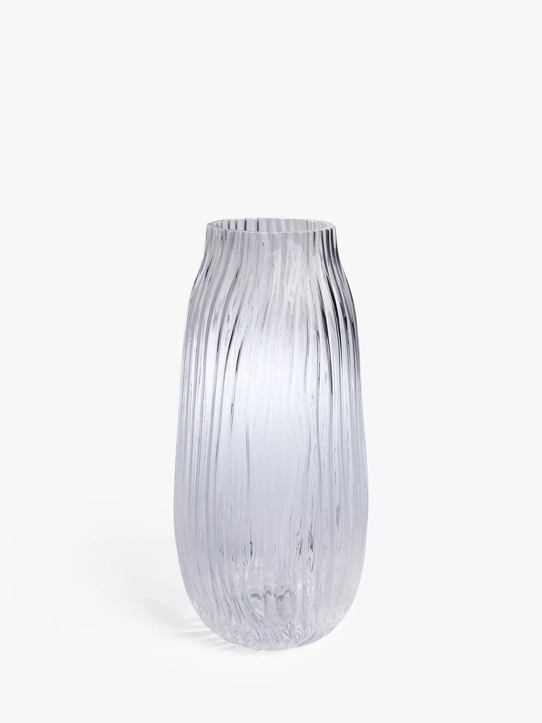 John Lewis Ridged Glass Vase, H30.5cm, Clear