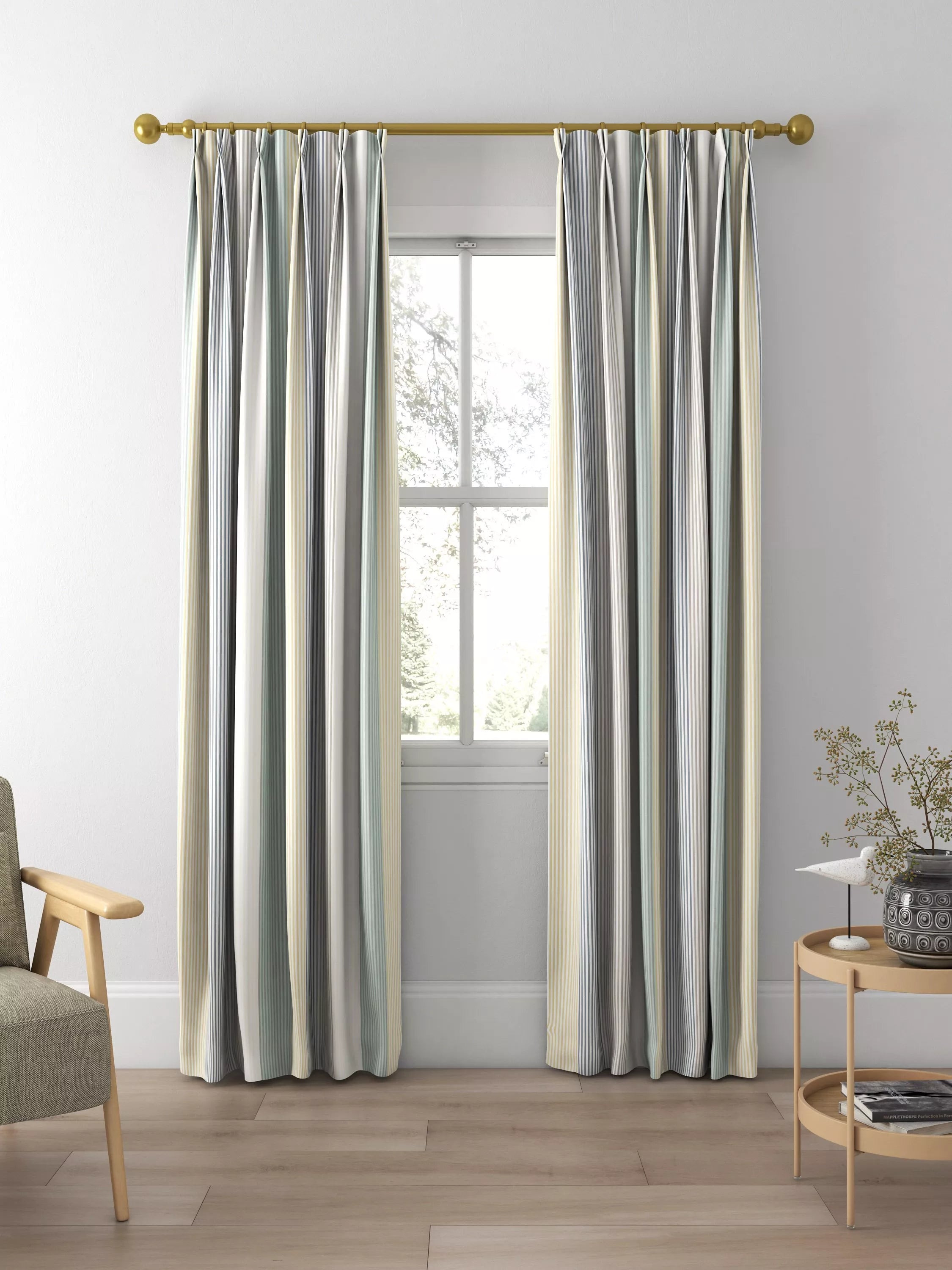 Harlequin funfair stripe curtain fabric calico cloud pebble UK version