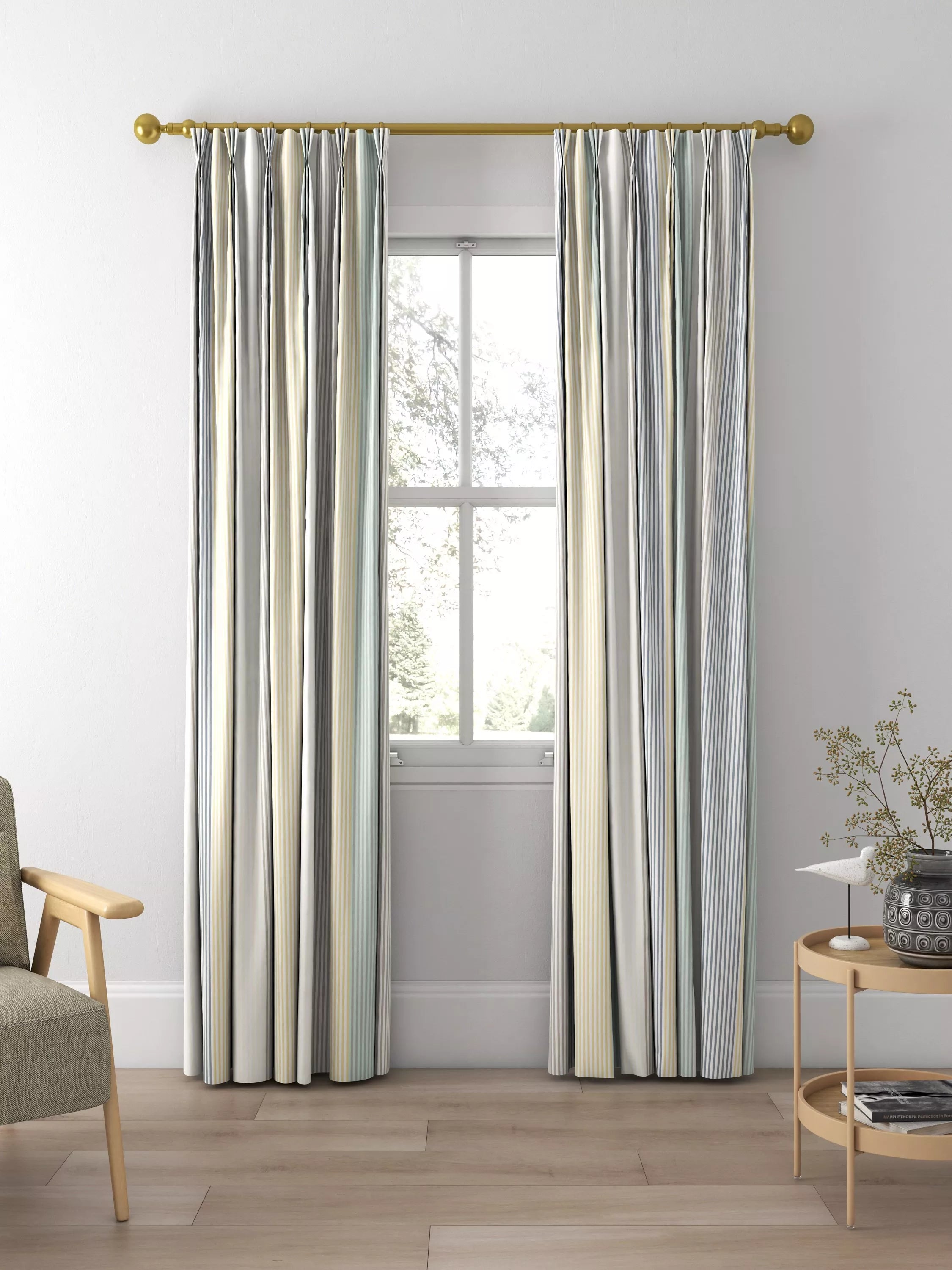 Harlequin funfair stripe curtain fabric calico cloud pebble UK version