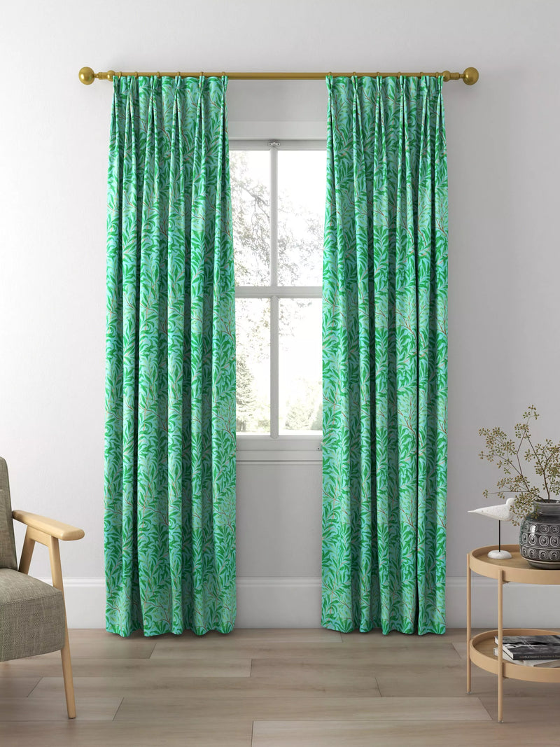 Morris & Co. Willow Boughs curtains in Sky/Leaf Green, UK version