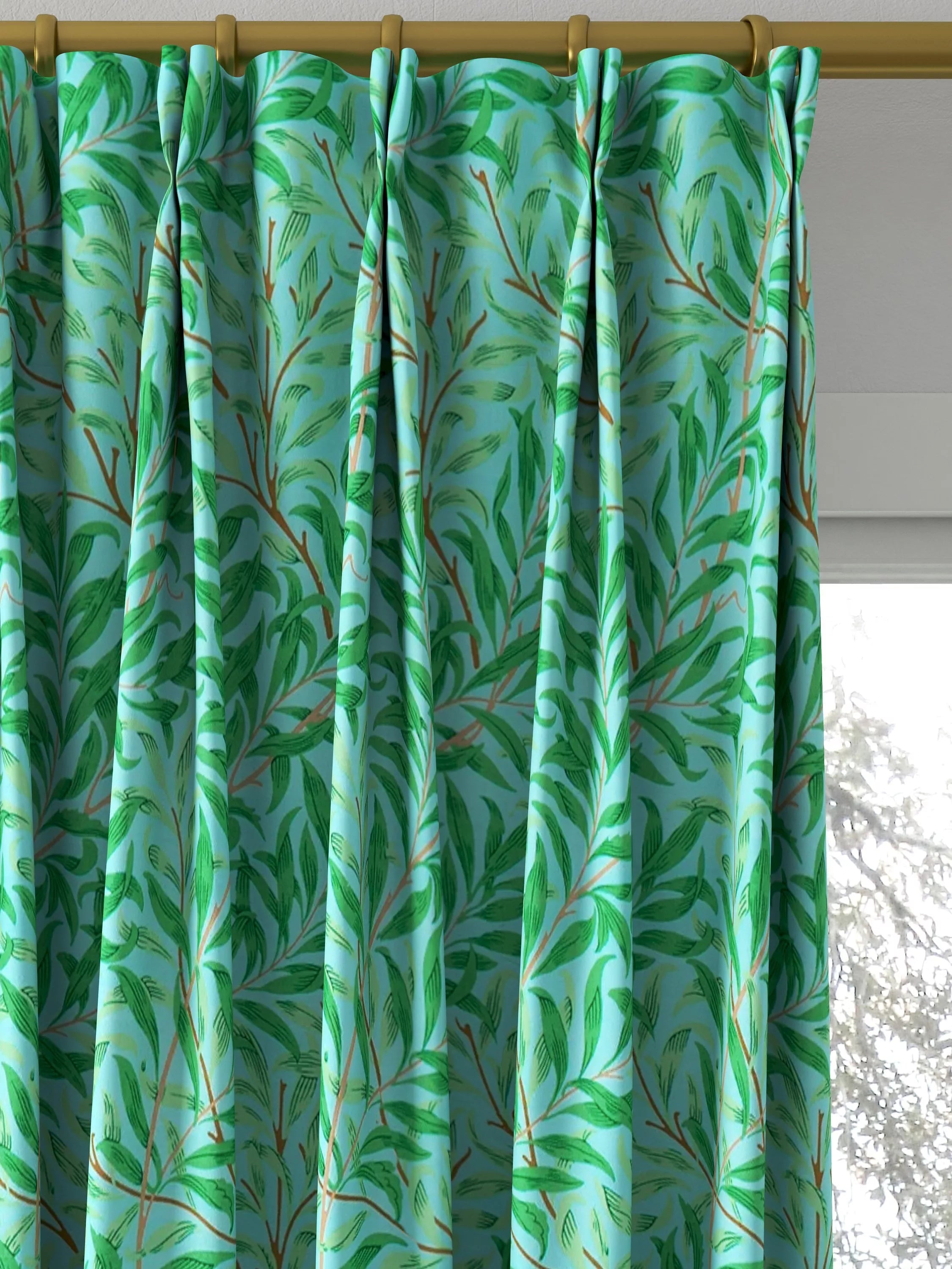 Morris & Co. Willow Boughs curtains in Sky/Leaf Green, UK version