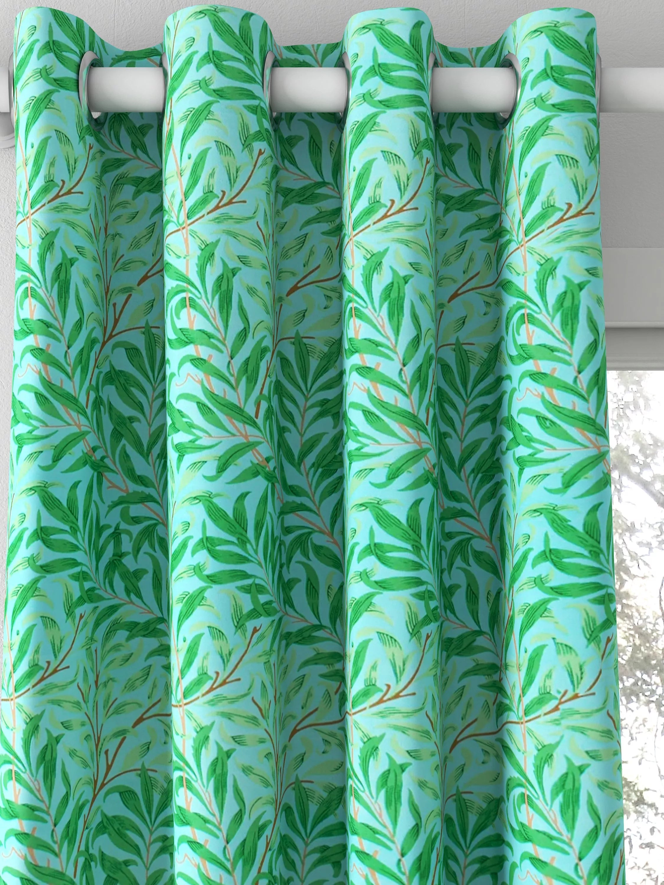 Morris & Co. Willow Boughs curtains in Sky/Leaf Green, UK version