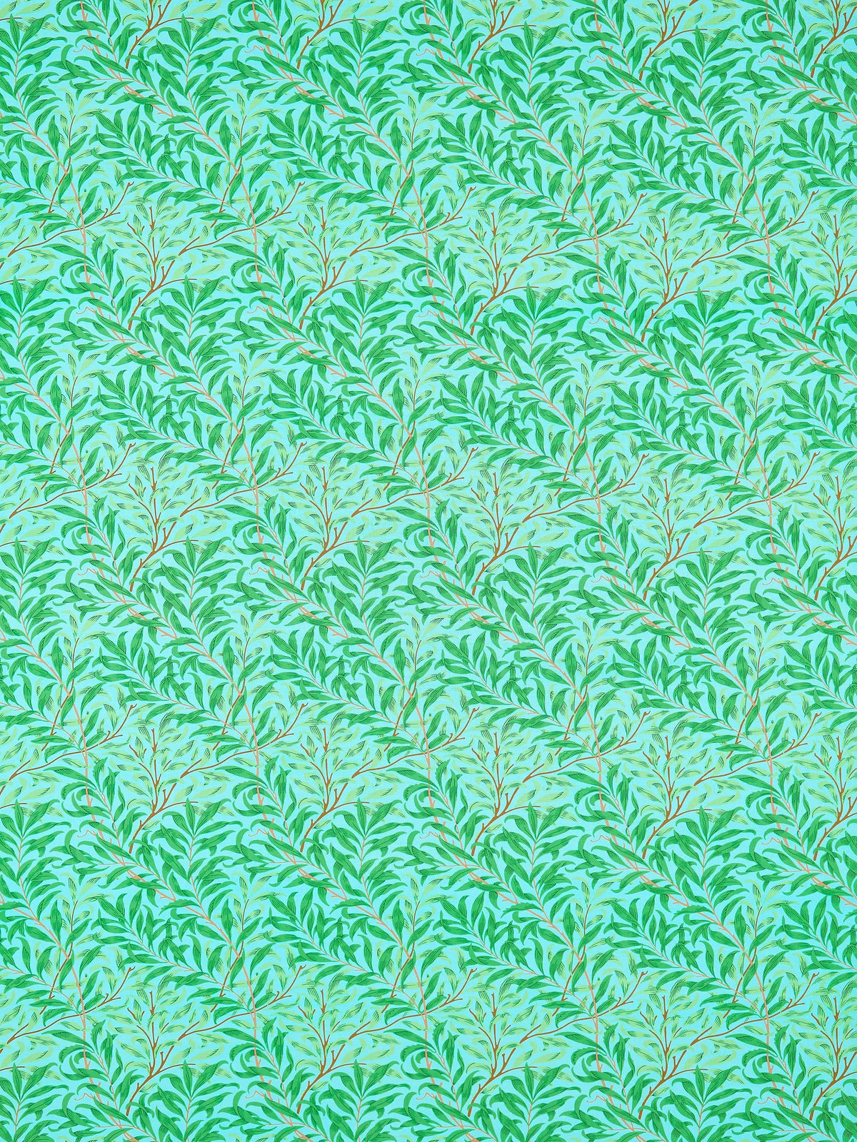 Morris & Co. Willow Boughs curtains in Sky/Leaf Green, UK version