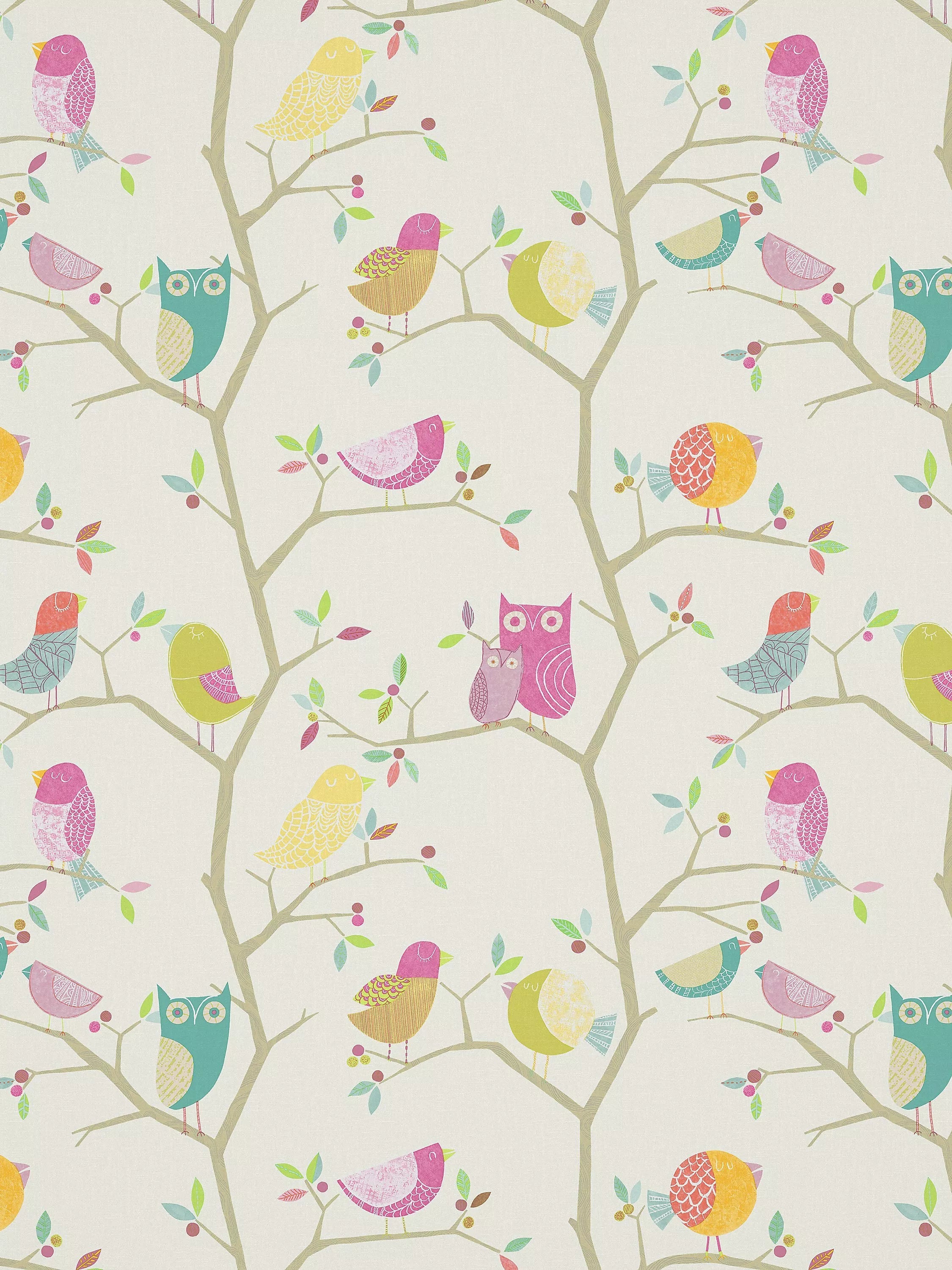 Harlequin What A Hoot curtains and roman blinds in pink aquamarine lime, imported from the UK