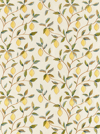 John Lewis Morris & Co. Lemon Tree Embroidered Made to Measure Curtains or Roman Blind, Bayleaf/Lemon- Buy online at McGrocer
