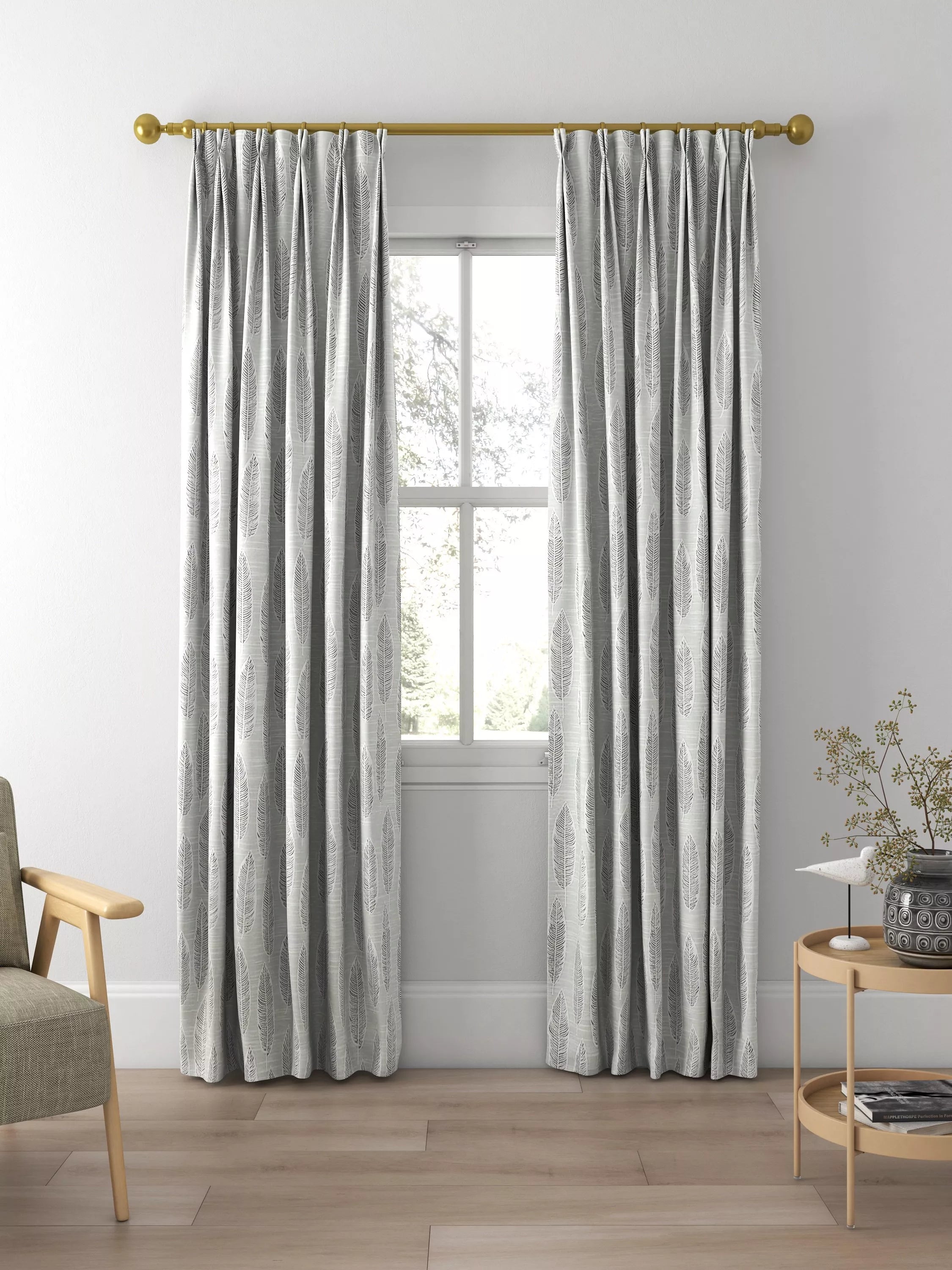 Prestigious Textiles Quill jacquard curtain in silver, made to measure - British product