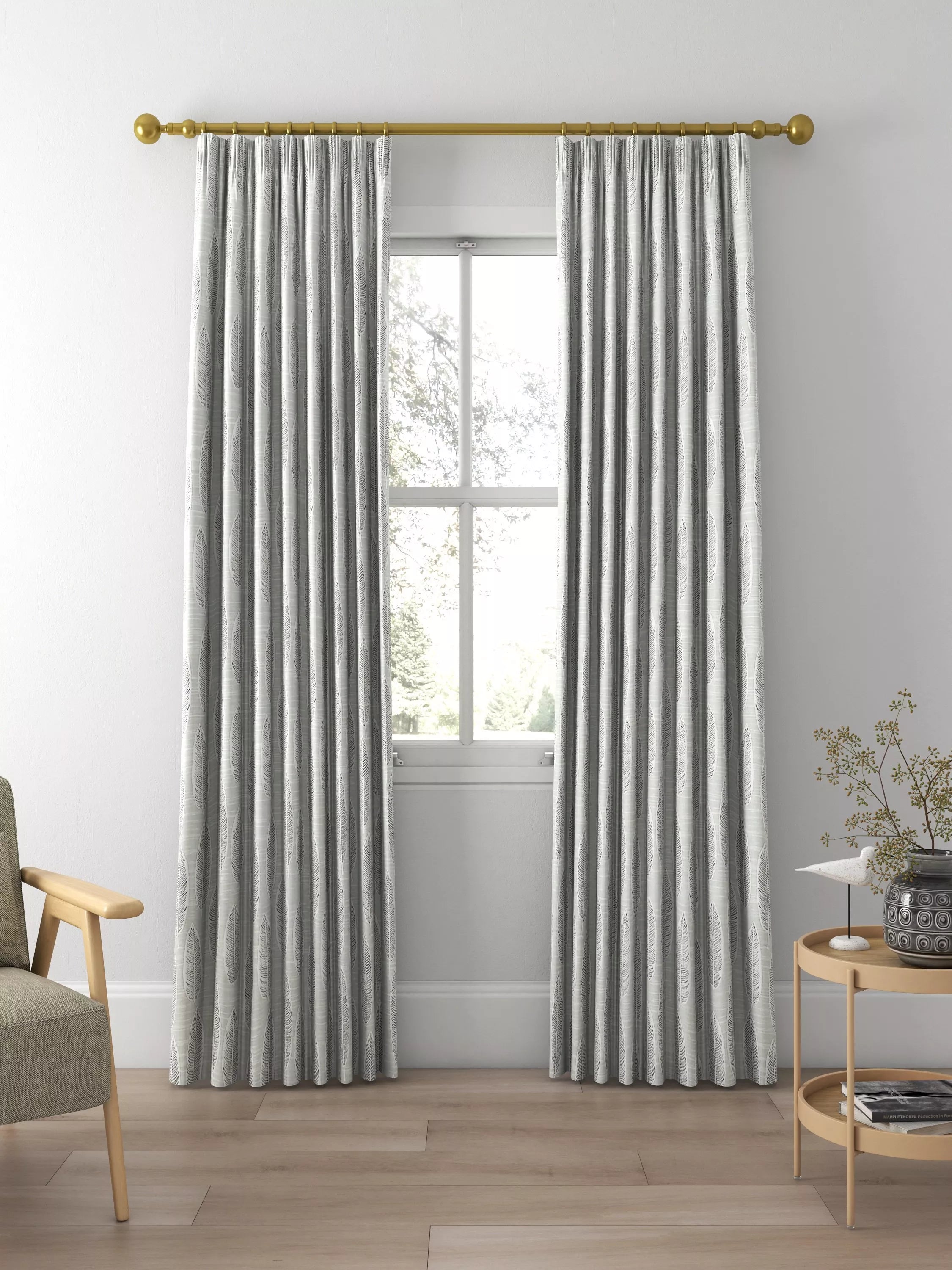 Prestigious Textiles Quill jacquard curtain in silver, made to measure - British product