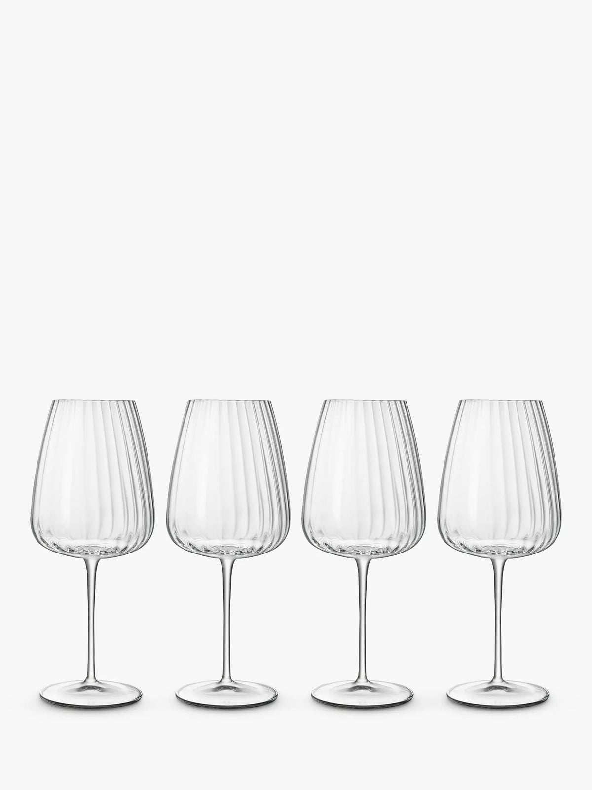 Luigi Bormioli Optica fluted red wine glasses 700ml set of 4 - British product