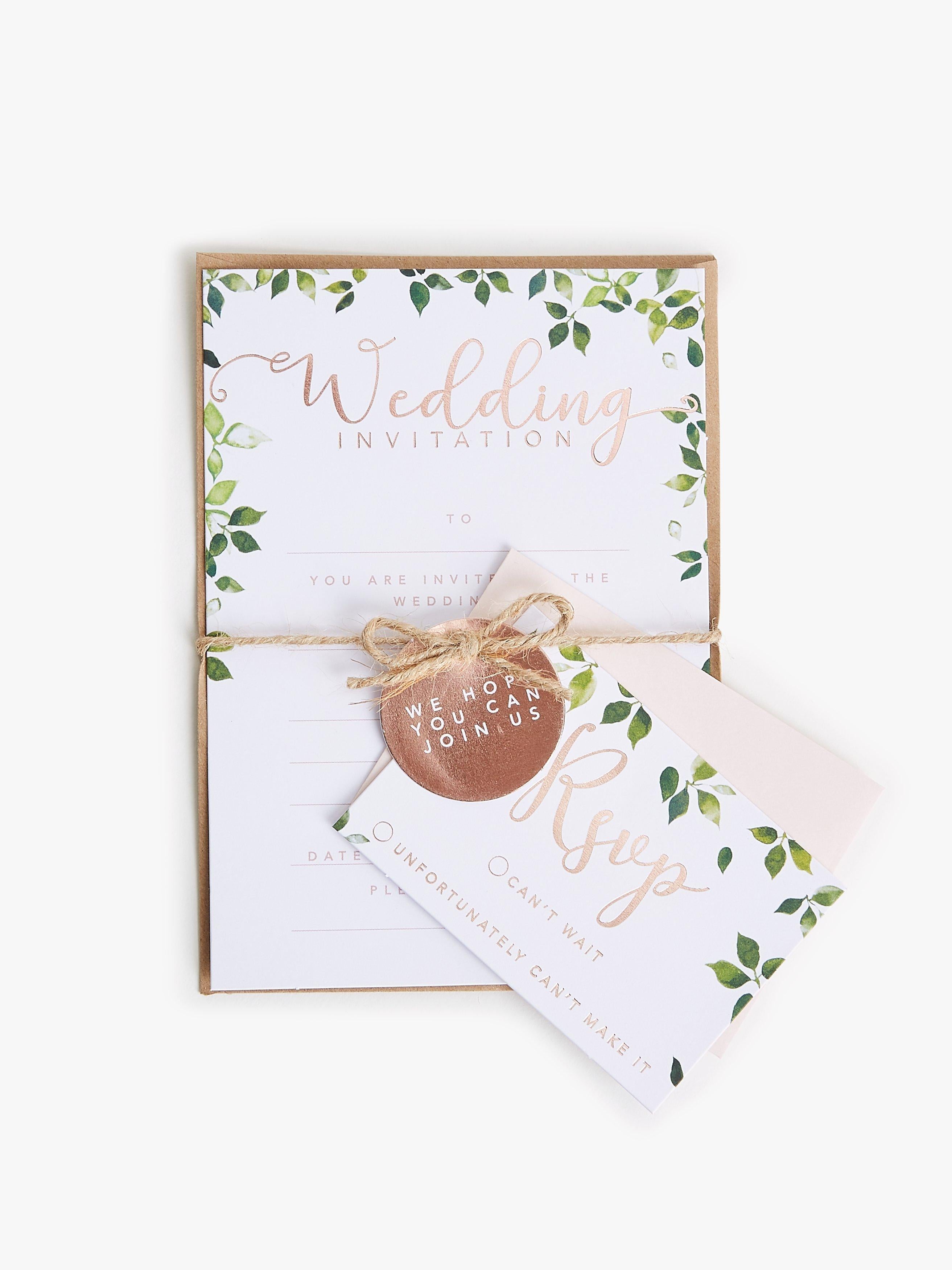 John Lewis rose wedding invitations pack of 10, imported from the UK