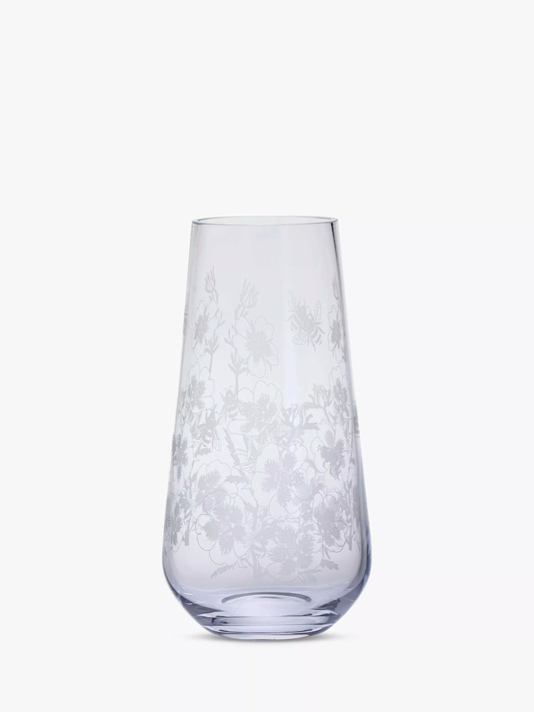 Dartington Crystal Bloom Potentilla Tapered Vase, H26cm, Clear