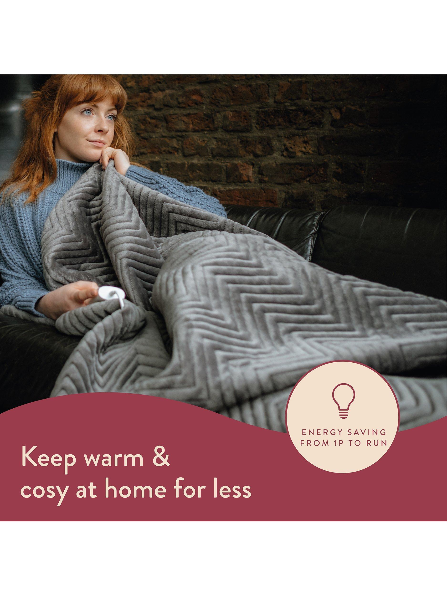 Dreamland Grey Velvet Heated Throw - British product