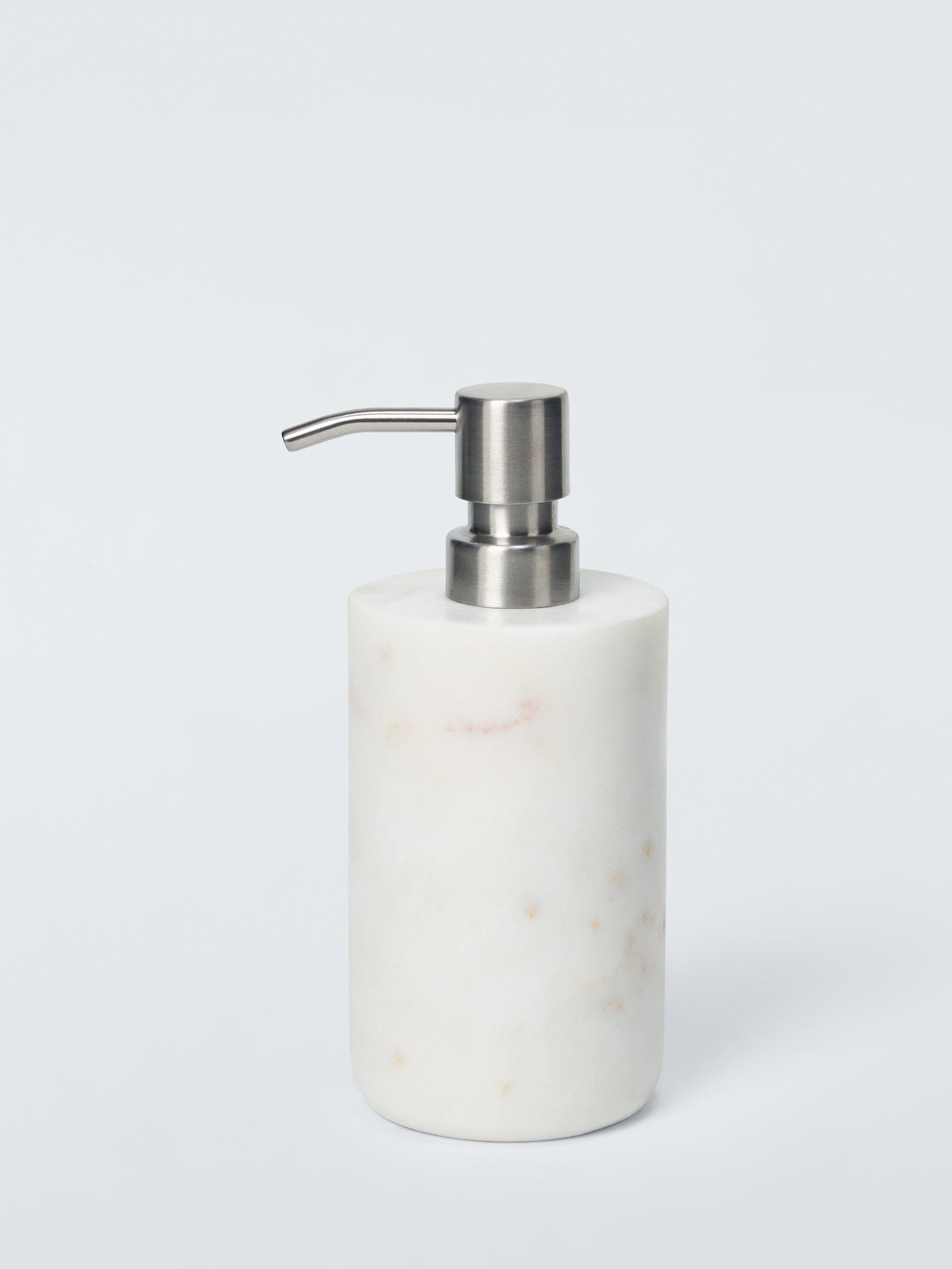 John Lewis marble soap dispenser brushed white marble stainless steel H18cm, UK version