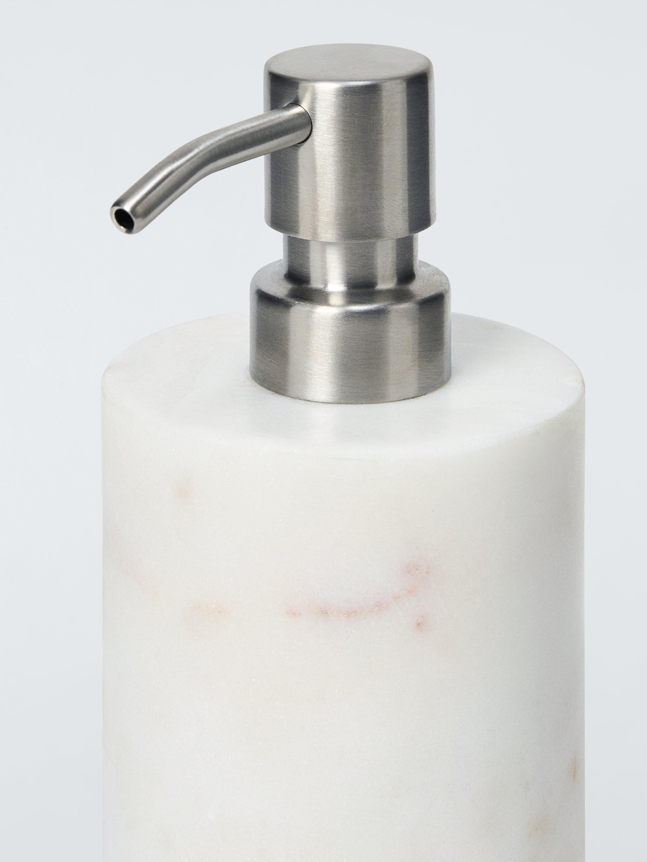 John Lewis marble soap dispenser brushed white marble stainless steel H18cm, UK version