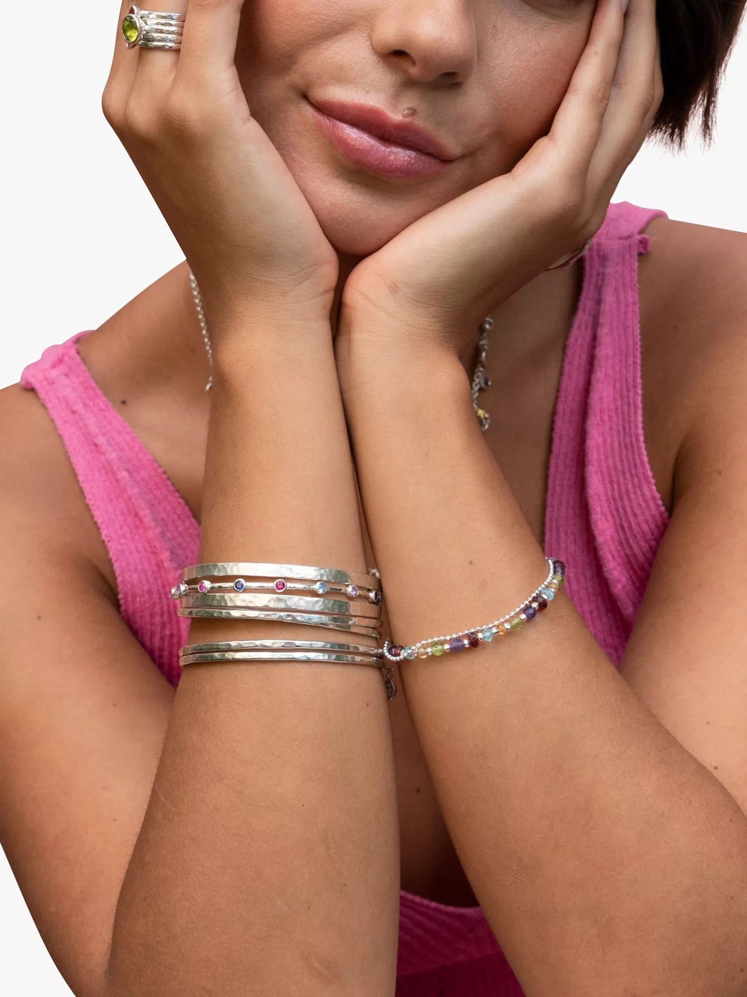 Dower & Hall hammered silver bangle 3mm - British product