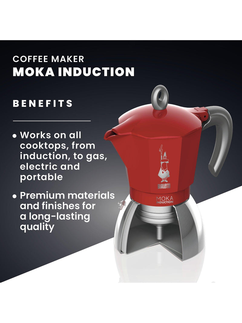 Bialetti Moka Induction coffee maker 4 cups red, UK version