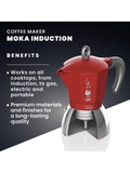 Bialetti Moka Induction coffee maker 4 cups red, UK version