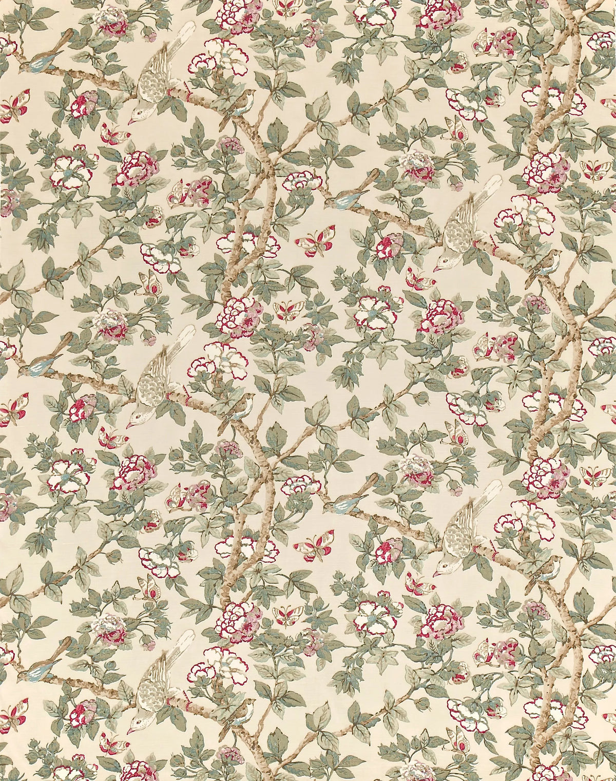 Sanderson Caverley Rose floral furnishing fabric, imported from the UK