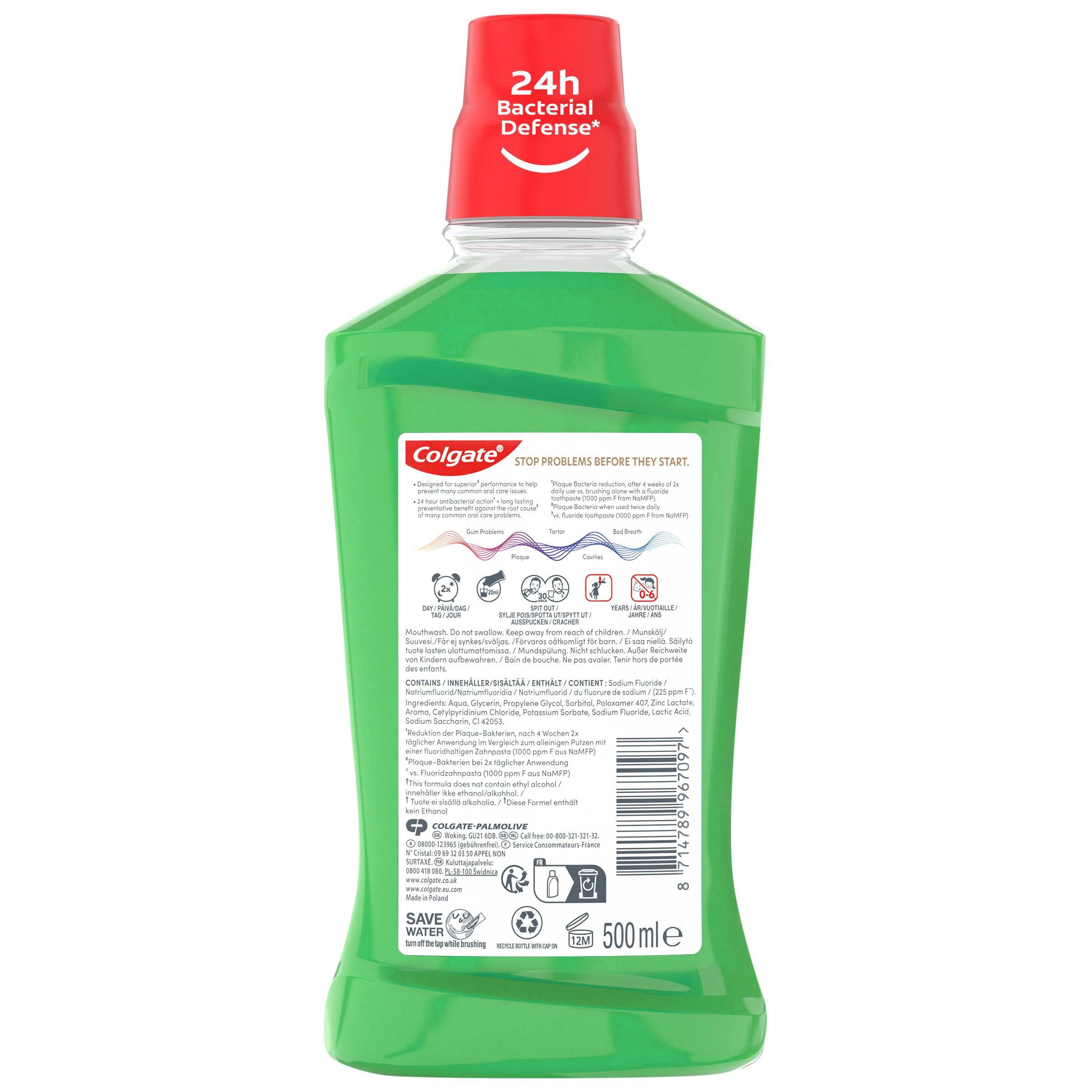 Colgate Total mouthwash alcohol free 500ml (British brand)