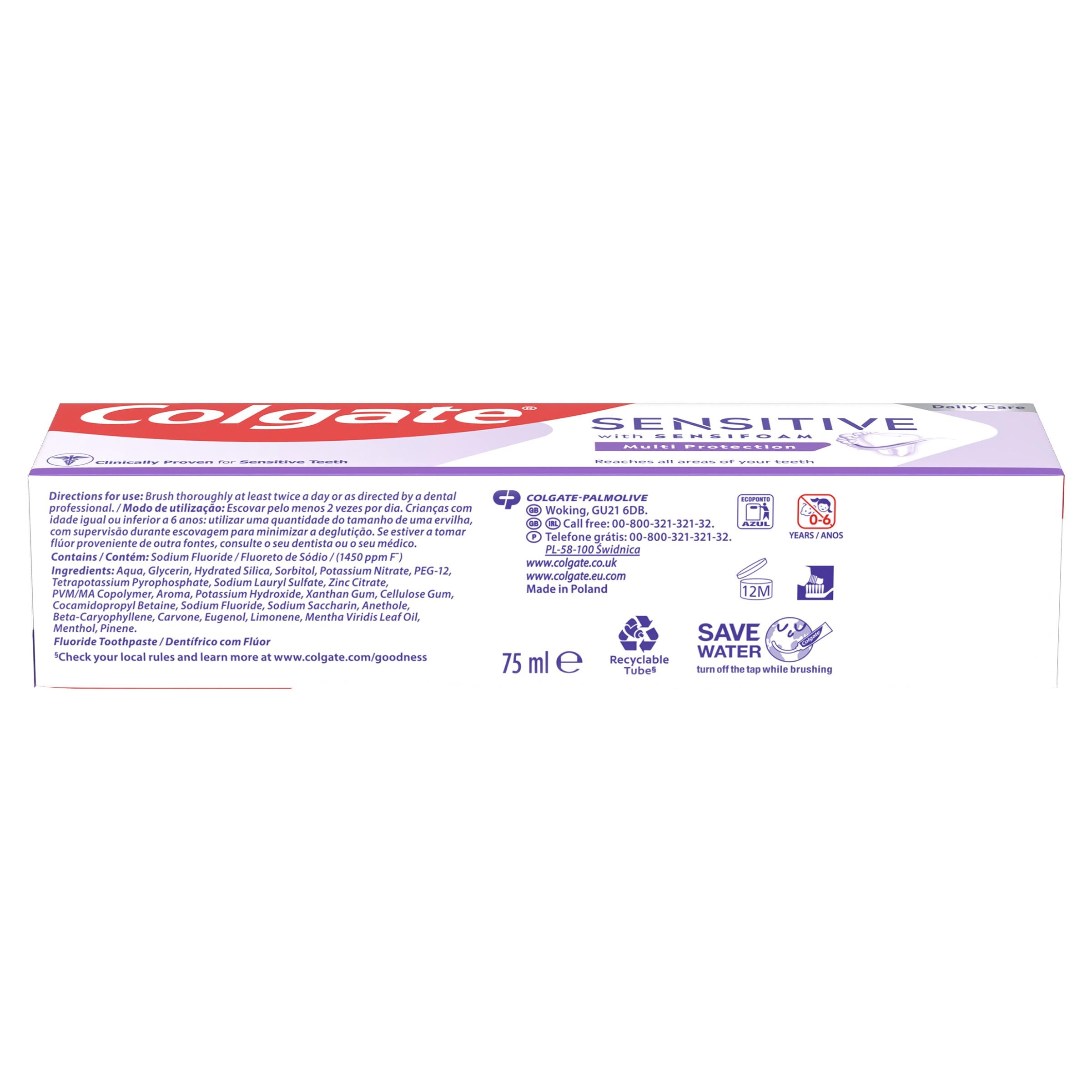 Colgate sensitive toothpaste with Sensifoam 75ml (British brand)