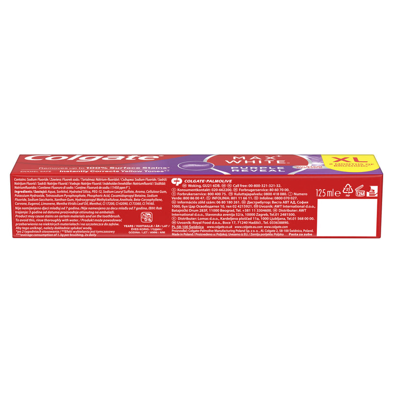 Colgate Purple Reveal toothpaste 125ml, UK version