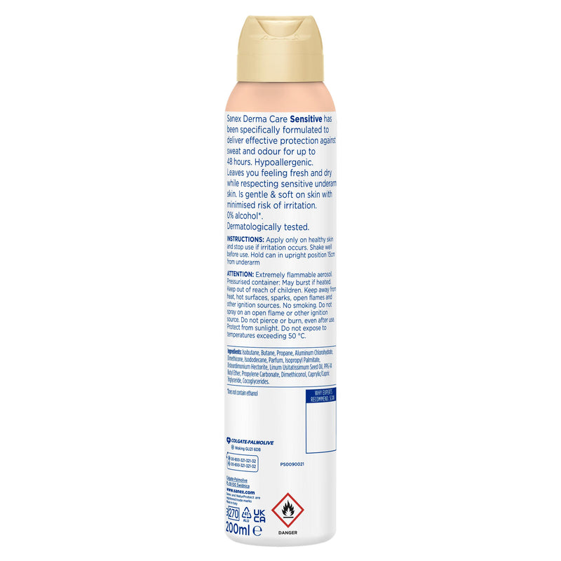 Sanex Sensitive antiperspirant spray deodorant 200ml (British brand)