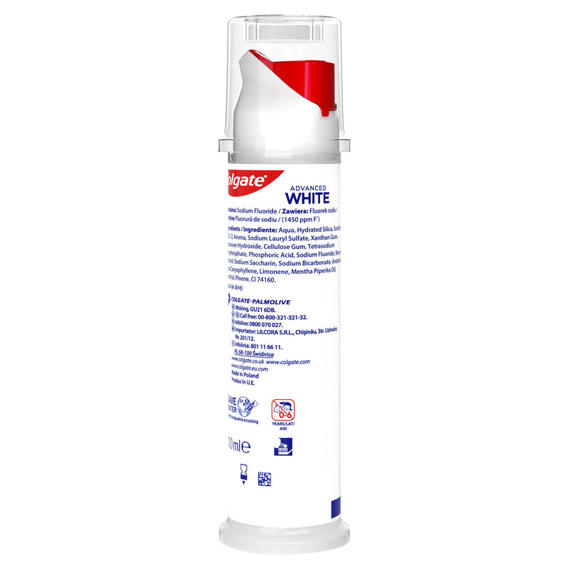 Colgate whitening toothpaste pump 100ml, imported from the UK