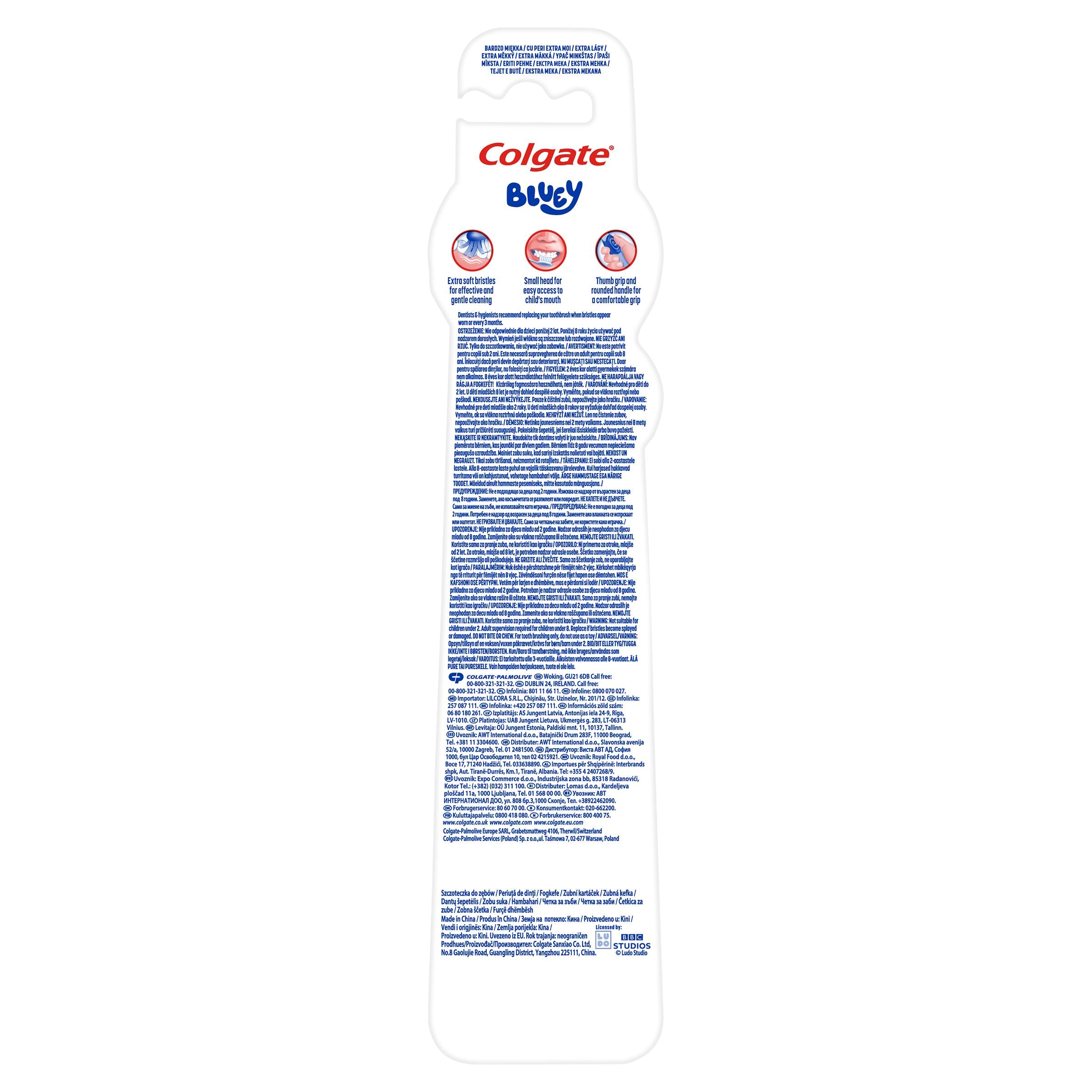 Colgate kids Bluey extra soft manual toothbrush x2 - British product