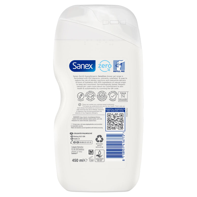 Sanex Zero% Sensitive Shower Gel 450ml, UK version