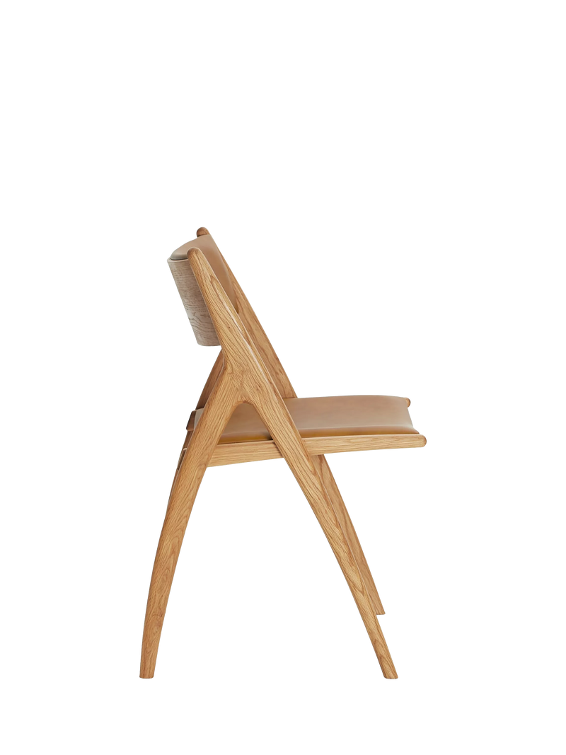 John Lewis X-Ray leather dining chair oak finish, UK version