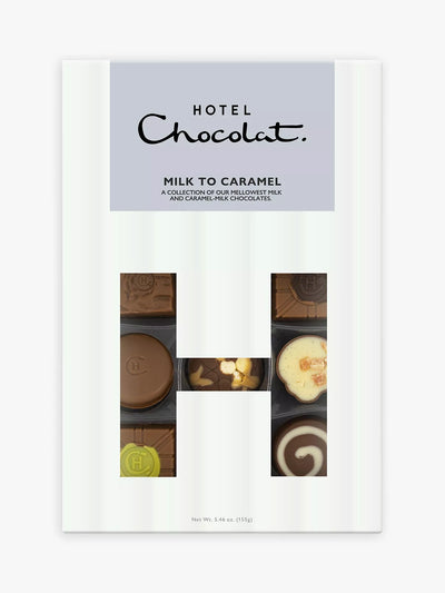 John Lewis Hotel Chocolat Milk to Caramel H-Box Milk Chocolate Box 155g- Buy online at McGrocer
