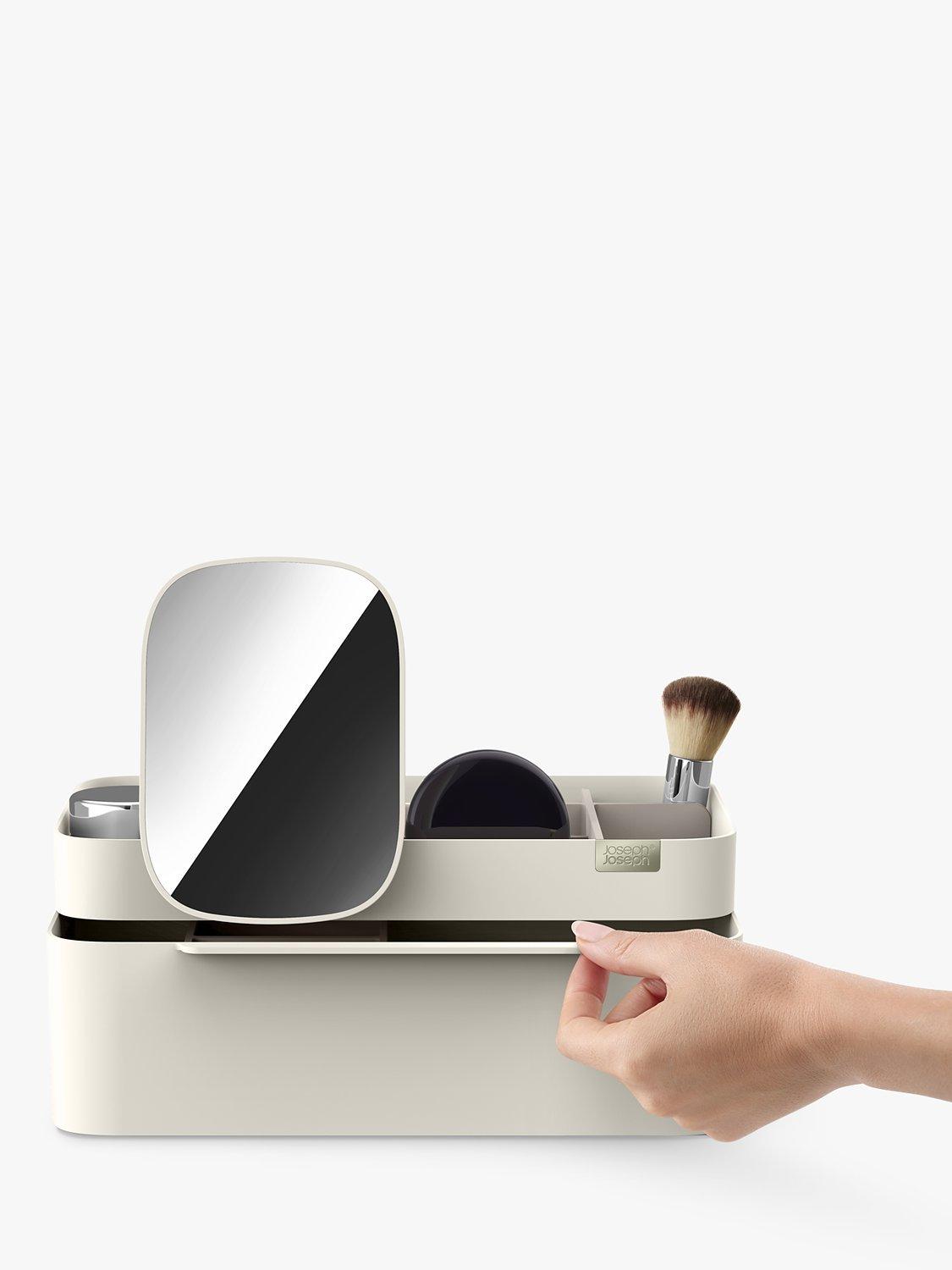 Joseph Joseph large cosmetic organiser with removable mirror in shell finish, UK version
