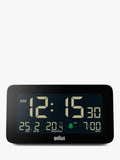 Braun digital alarm clock with LCD display and backlight, black - British product