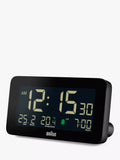 Braun digital alarm clock with LCD display and backlight, black - British product
