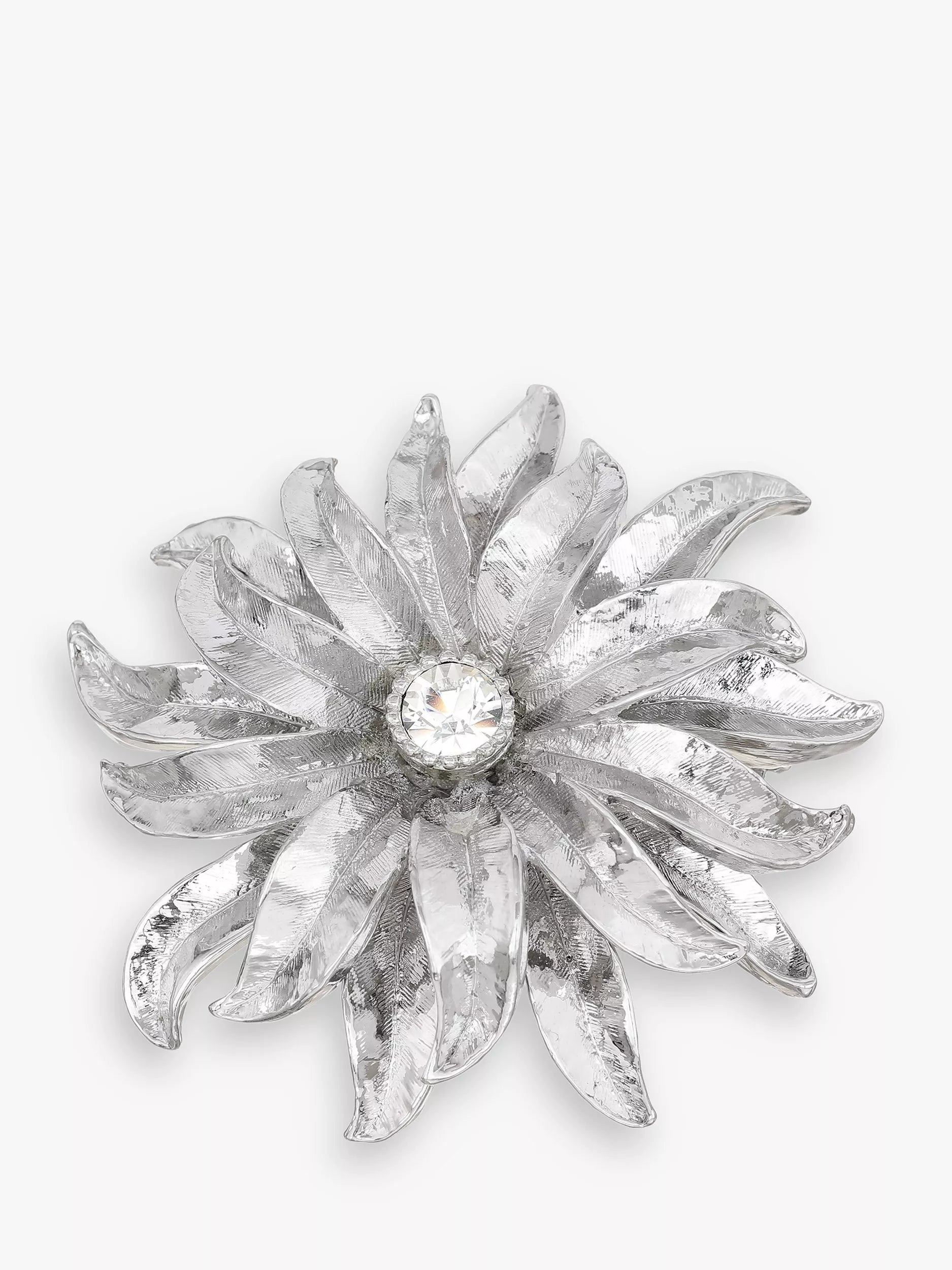 Eclectica pre-loved Swarovski crystal flower burst brooch, silver, imported from the UK