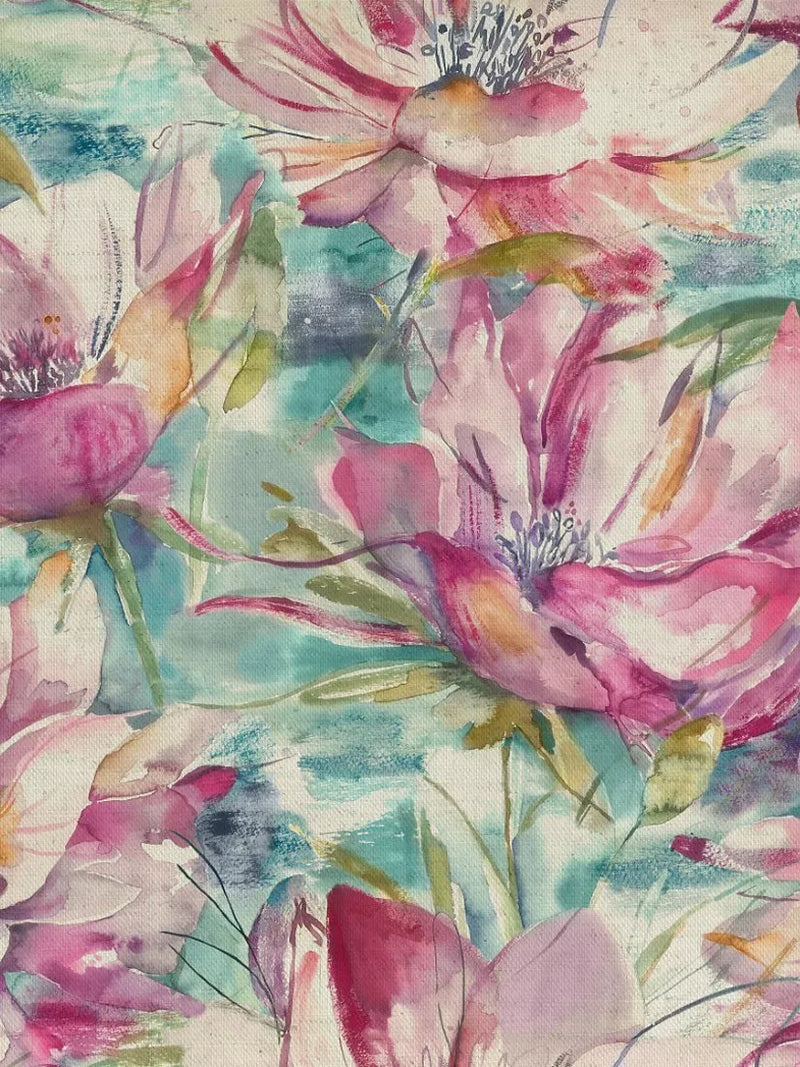 Voyage Dusky Blooms floral furnishing fabric, imported from the UK