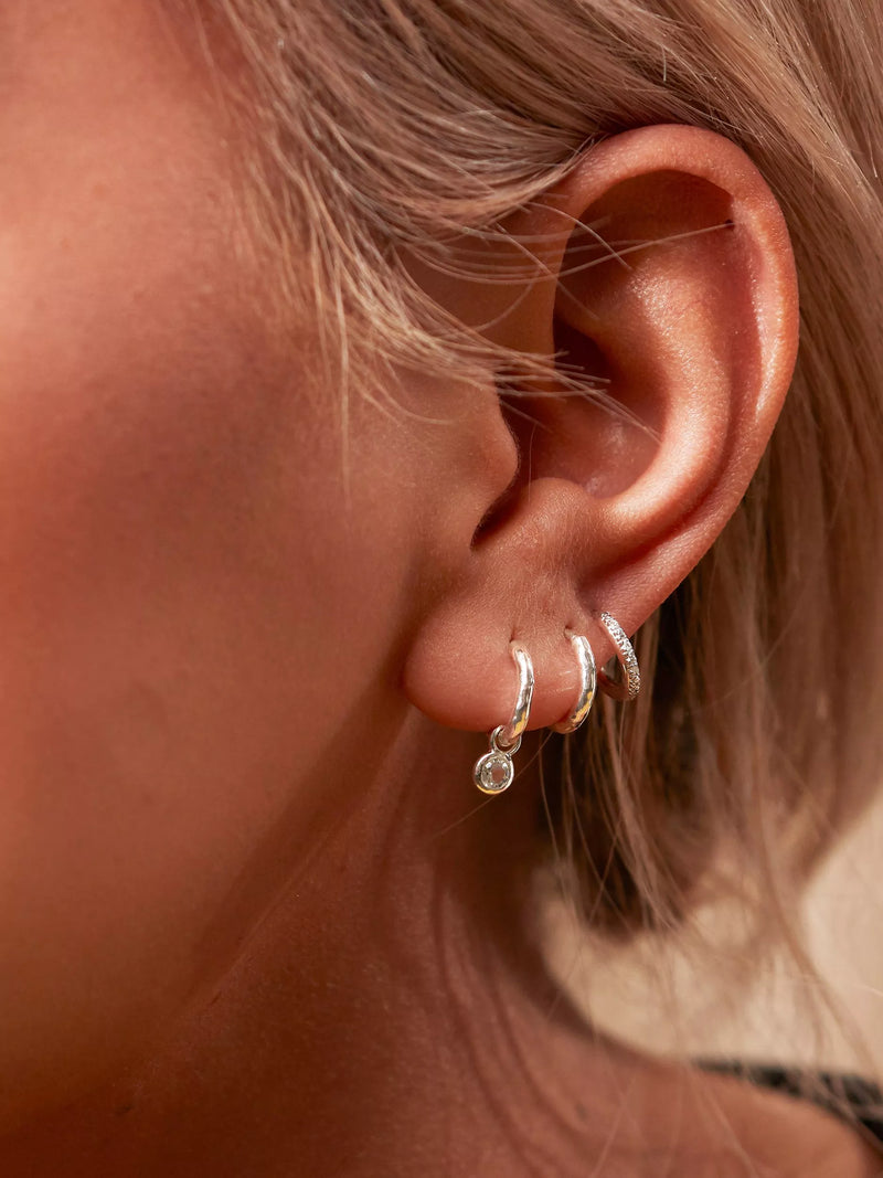 Monica Vinader huggie drop earrings sterling silver white topaz (British brand)