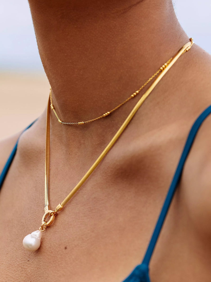 Monica Vinader gold snake chain necklace, imported from the UK