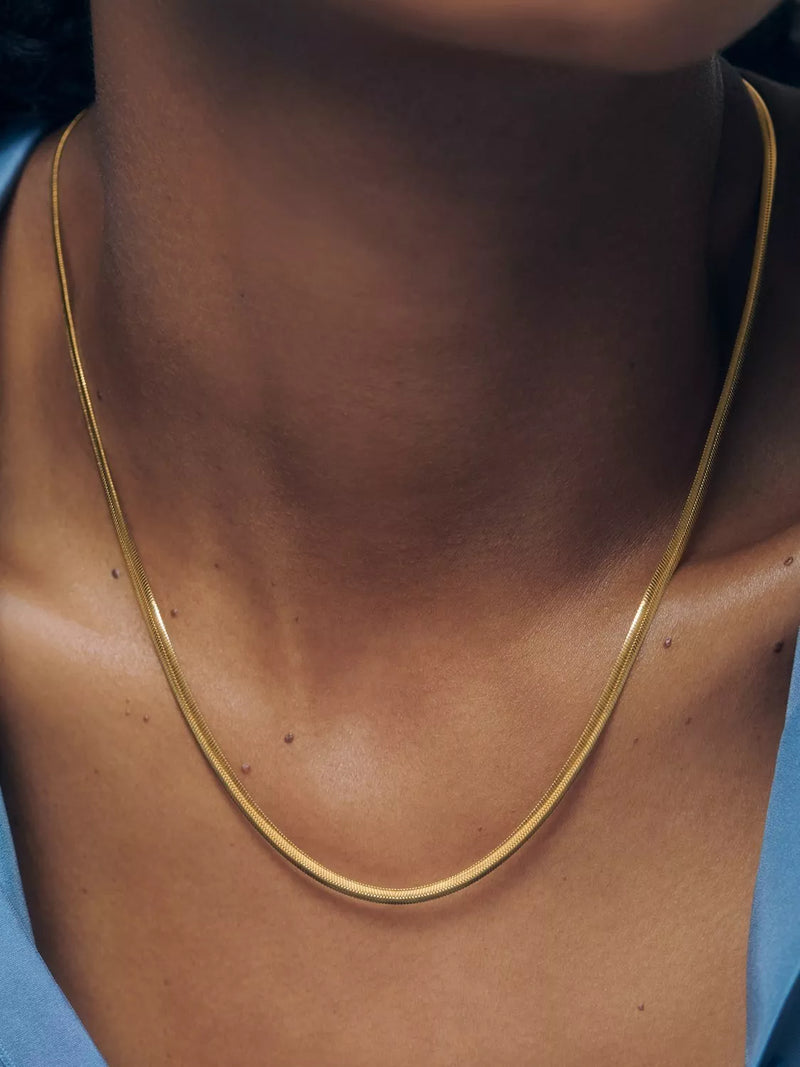 Monica Vinader gold snake chain necklace, imported from the UK