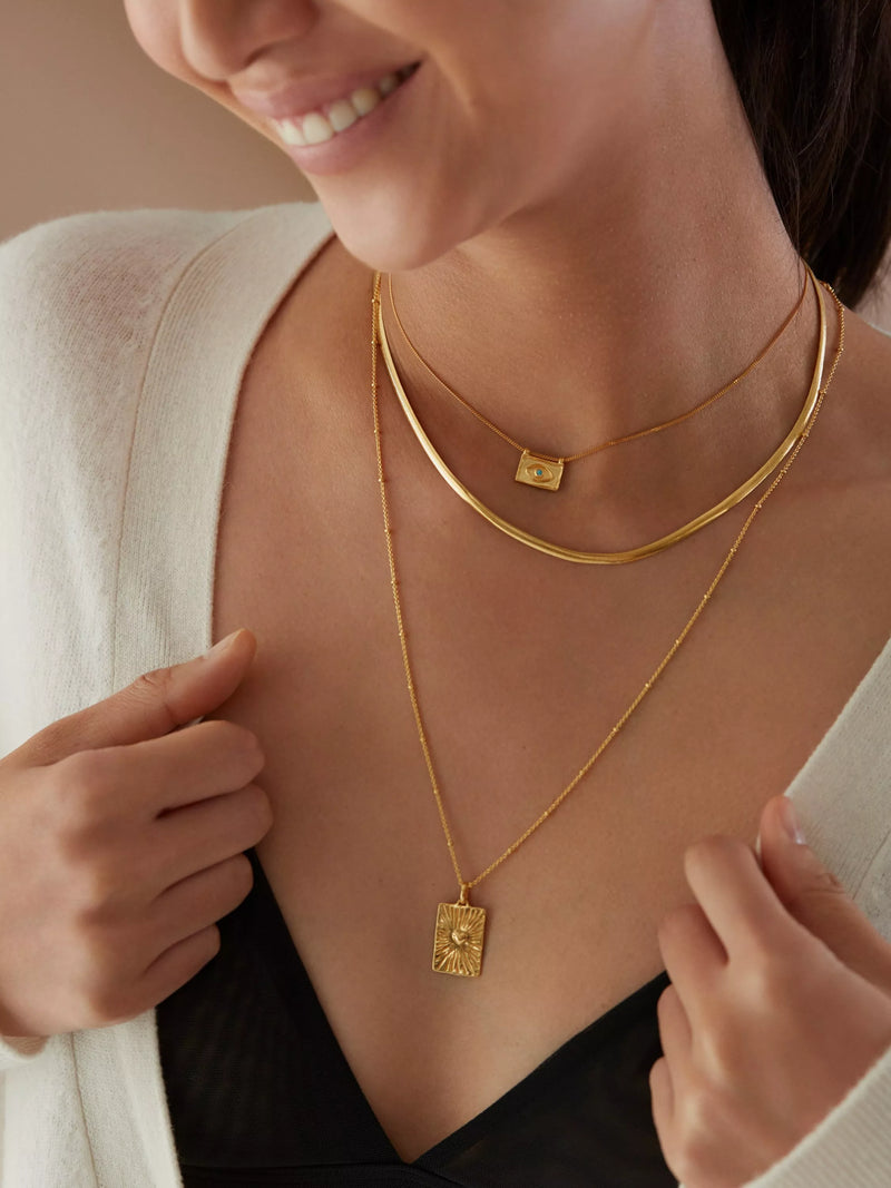 Monica Vinader gold snake chain necklace, imported from the UK