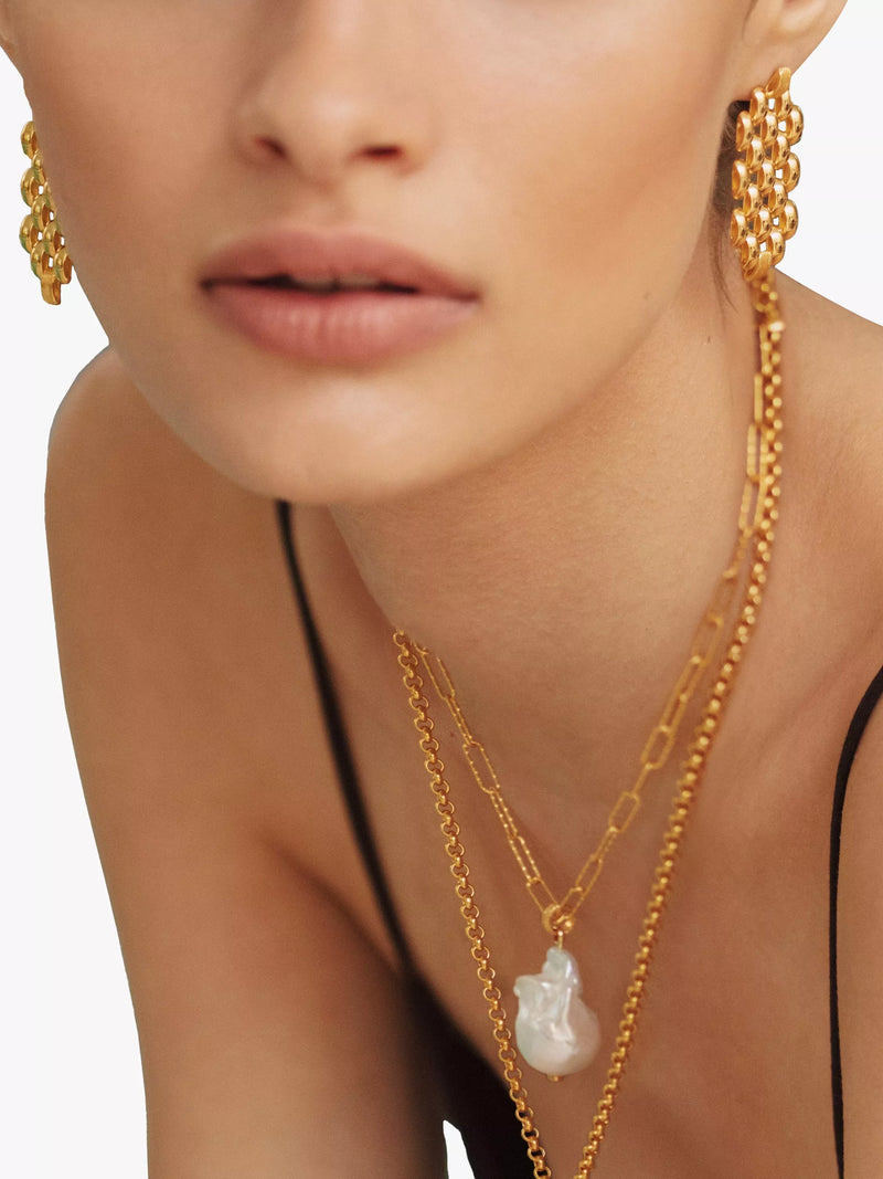 Monica Vinader chain drop earrings in gold, UK version